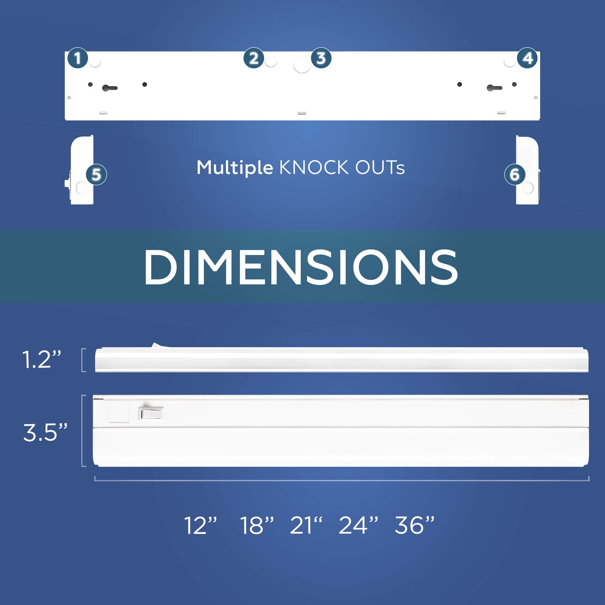 Hardwired Led Under Cabinet Lighting - 8 Watt, Dimmable, Cri>90, 4000K (Cool White), Wide Body, Long Lasting Metal Base With Fro