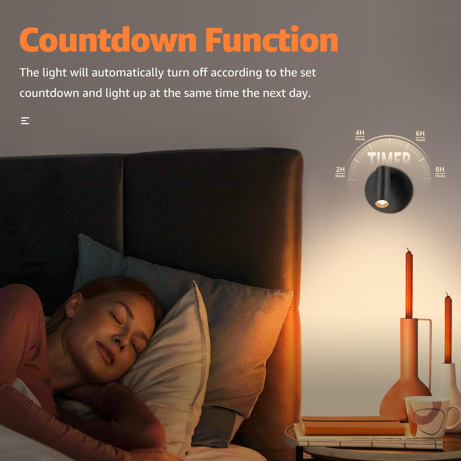 URTOM Wireless LED Spotlight, Rechargeable 3350mAh, Remote Control, Dimmable 3000K/4000K/5000K, Indoor Uplighting, Black,