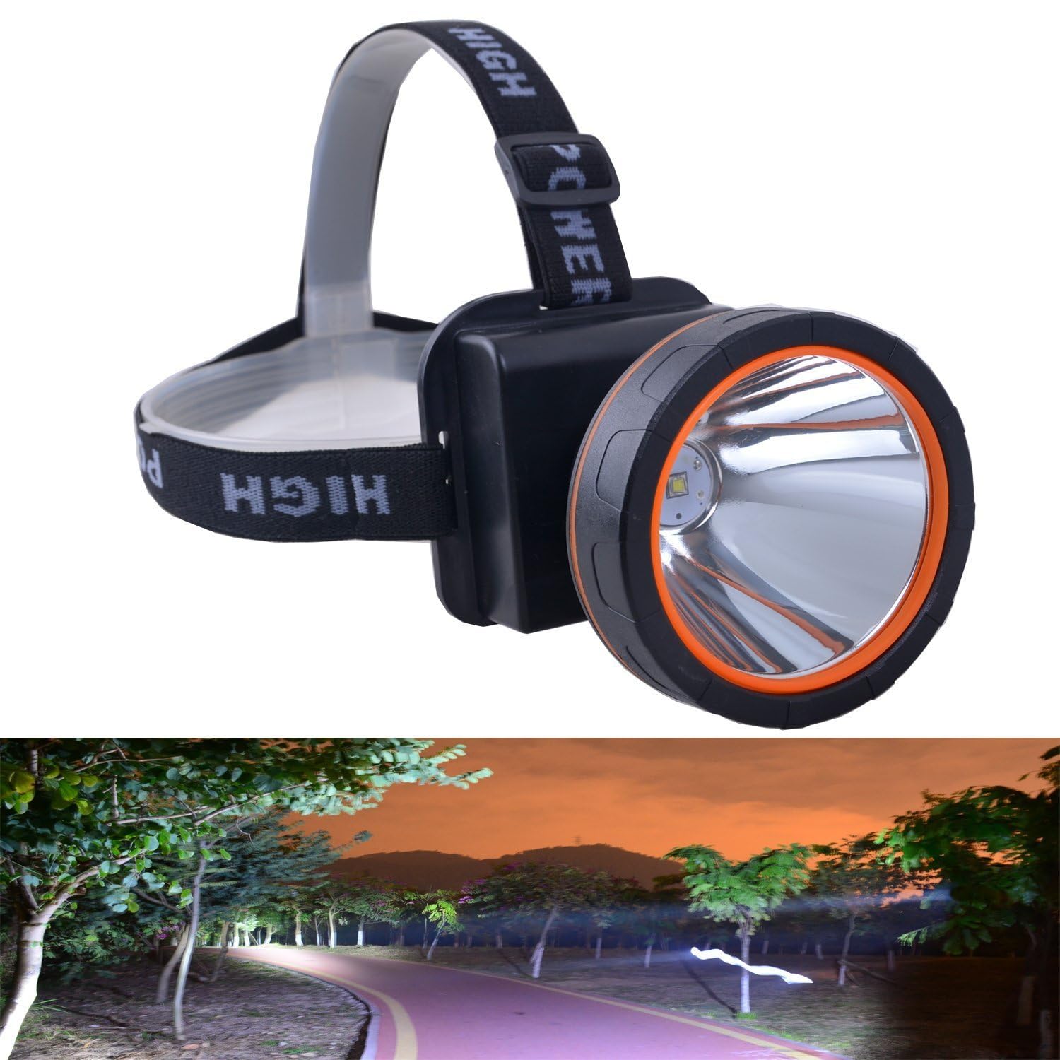 OLIDEAR LED Headlamp Torch - Rechargeable Bright Flashlight for Camping, Hunting, Fishing - Large, Black, Model LD-01, Aluminum