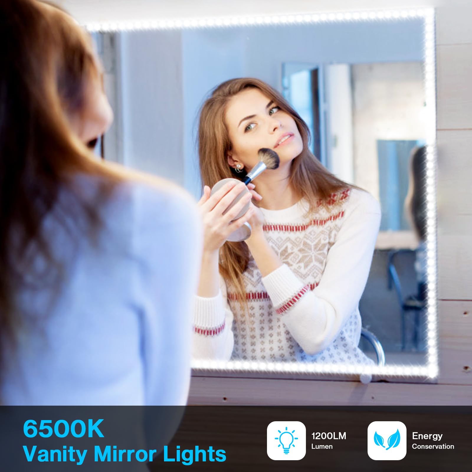 Olafus Dimmable LED Strip Lights, 16.4ft Daylight White, 300 LEDs, UL Listed, Flexible Vanity Mirror Lighting, Model LA-97DTDW-US01-N-B