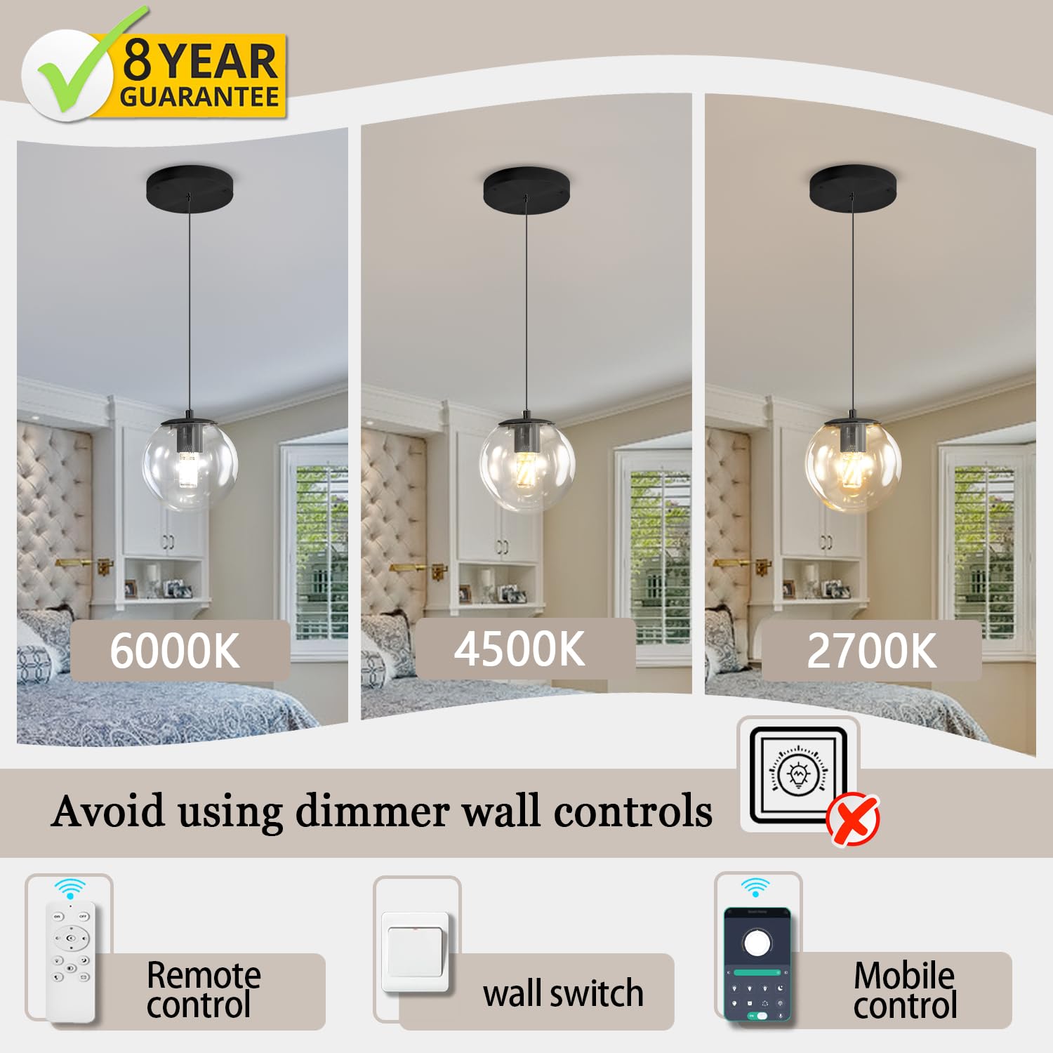 Ykolupty 3-Light Small Chandelier Led Modern Glass Globe Pendant Light Chandeliers For Entryway Lighting Fixture Bedroom And Din