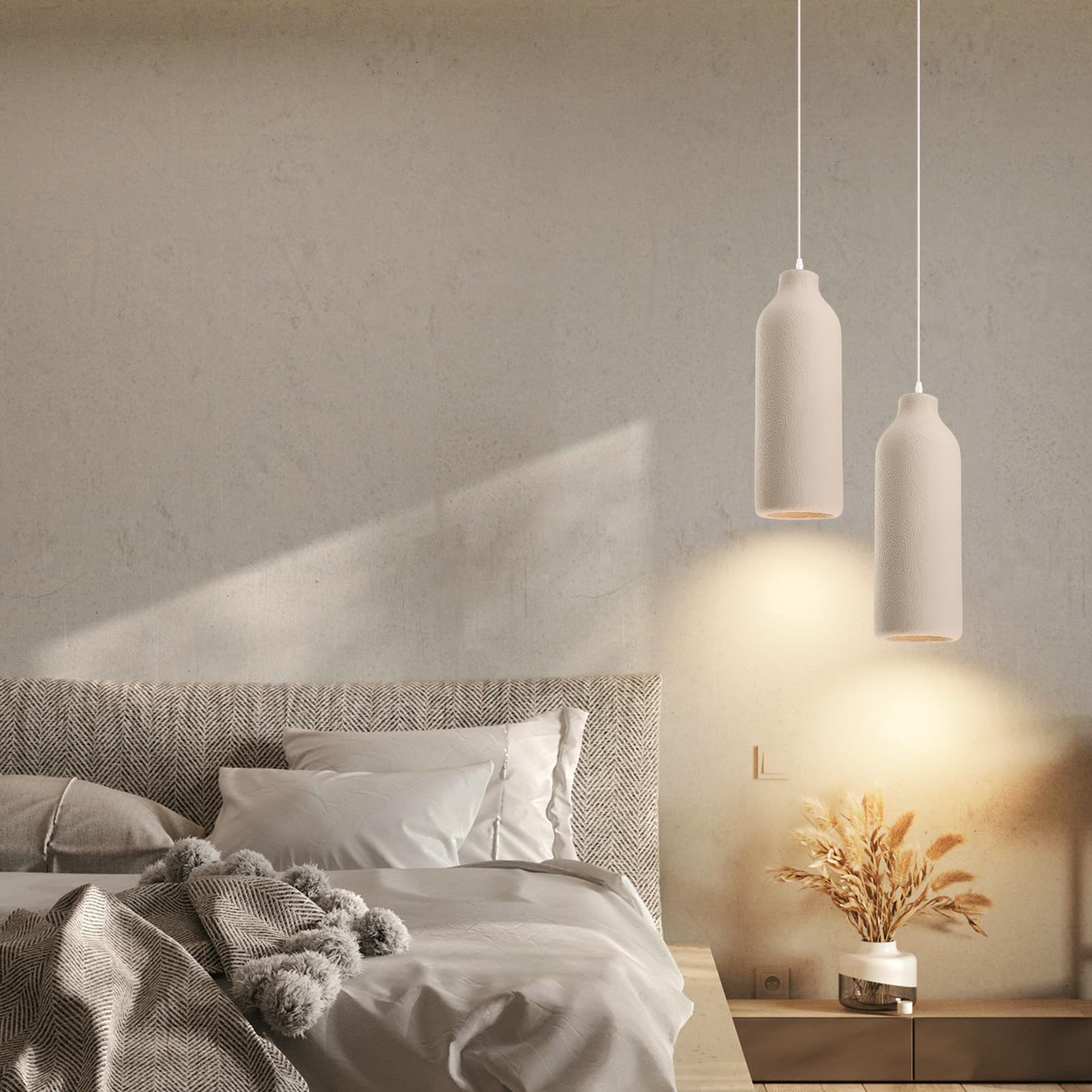 JAYMP Wabi Sabi Pendant Light, E26 Base, Polystyrene, D18×H50cm, Light Brown, Model GB7499, Japanese Style Bird Nest Shape