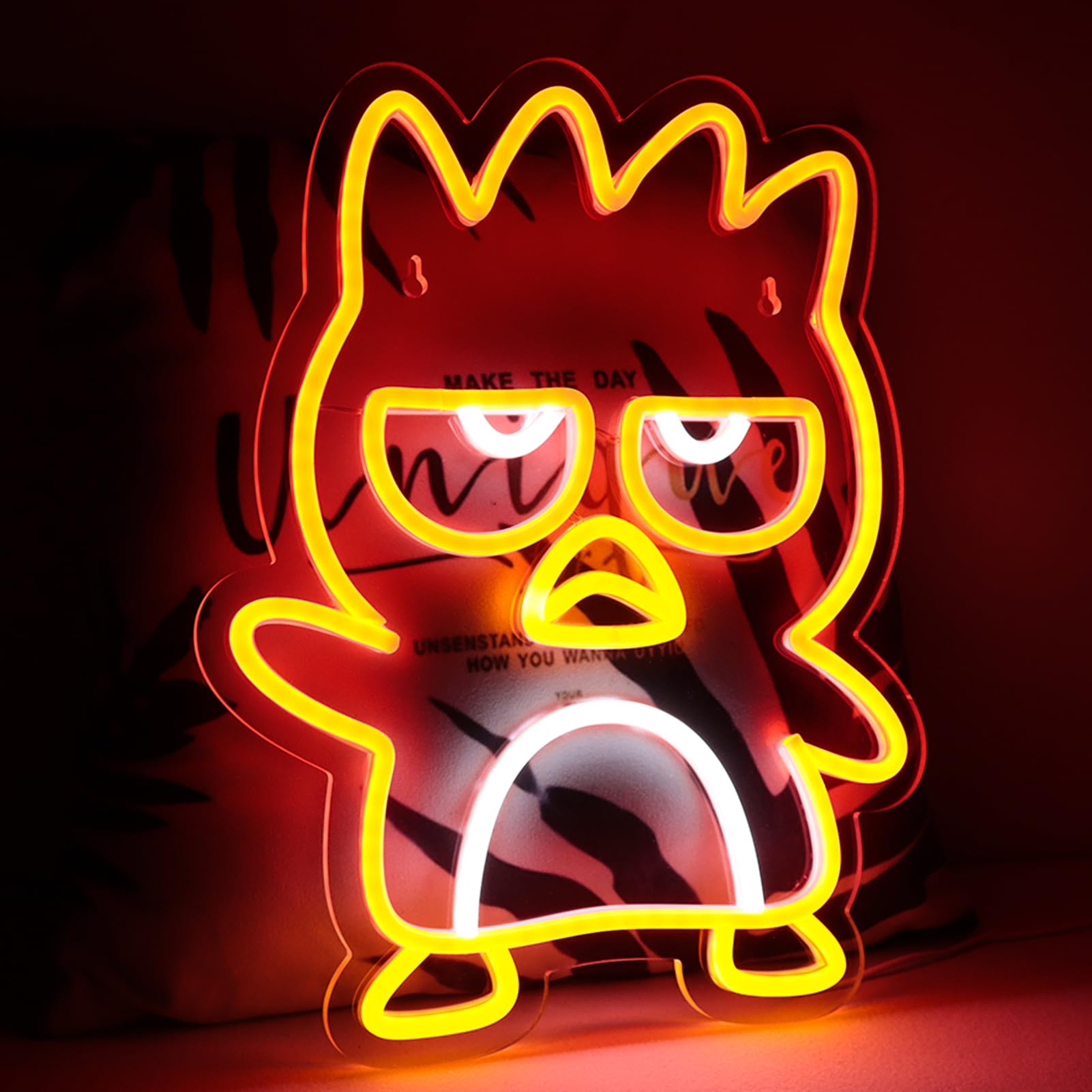 WonderfulLife Neon Penguin Sign for Office Decor, LED Lights, Kawaii Cartoon, Perfect for Childrens Room, Model kqe