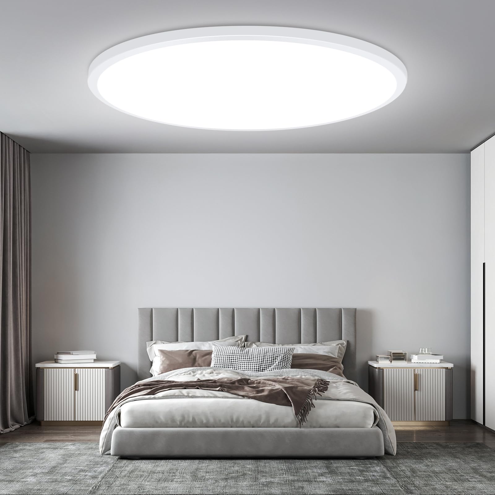 Brightever 15 Inch Large Flush Mount Ceiling Light Fixtures  3800LM 3000W Equivalent  2700K-6500K Selectable  0.67 Inch Extremely Thin 30W Modern Dimmable Flat LED Ceiling Lights for Bedroom  1 Pack