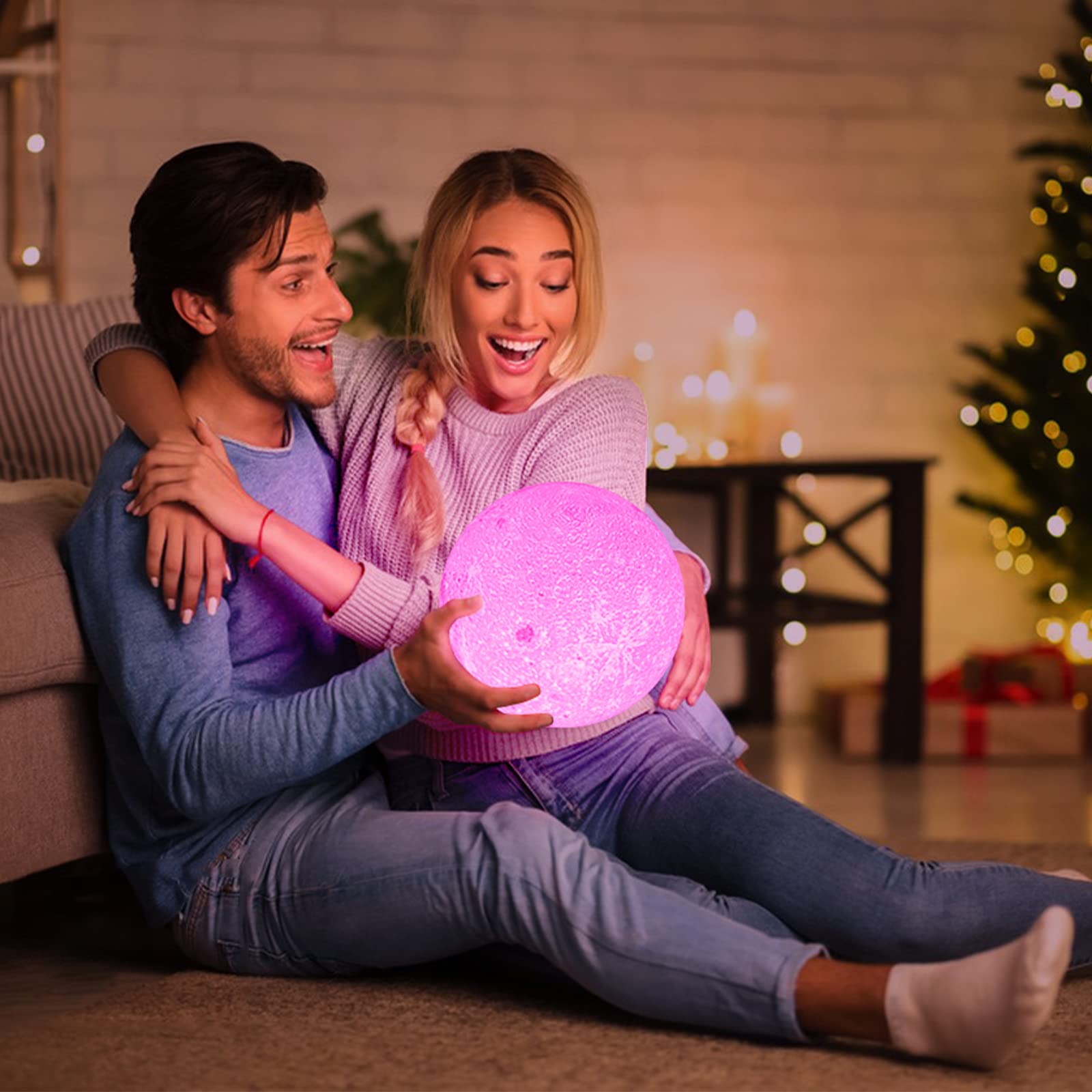 Brightworld 5.9Inch Moon Lamp 3D Printing Moon Light 16 Colors Night Light, Birthday Gift Mothers Day Gifts For Women Men Girls