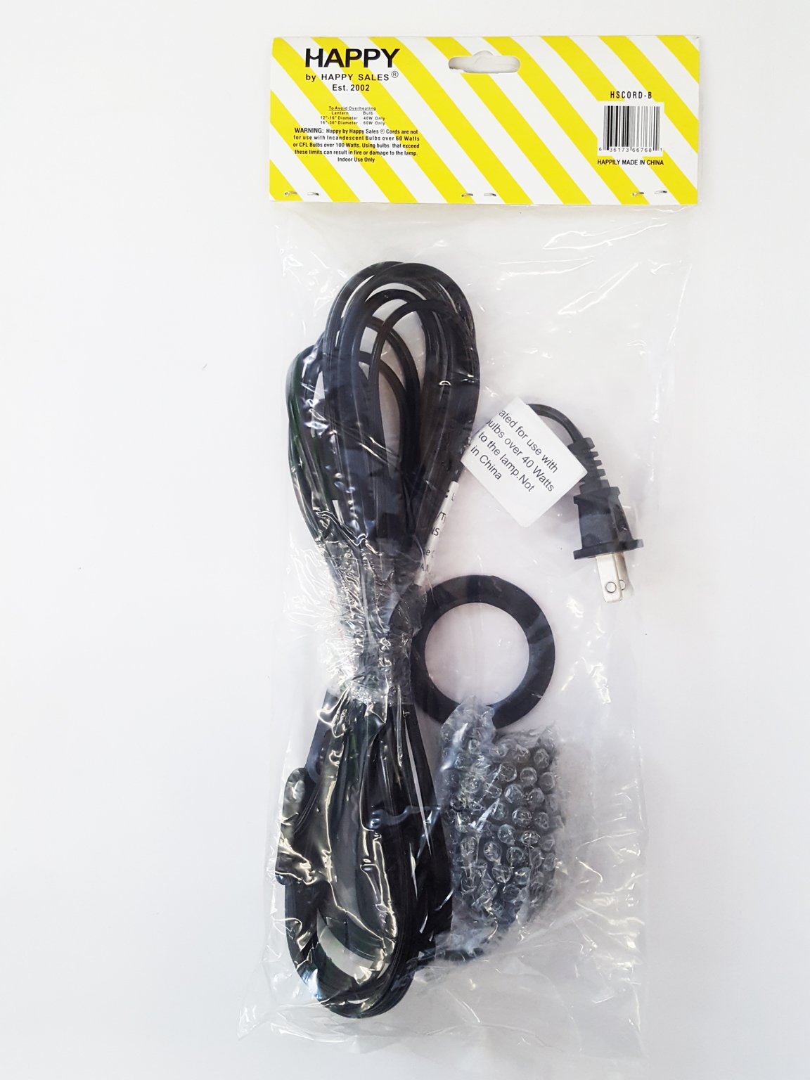 Happy Sales Hscord-B Black Hanging Lantern Cord, 15Ft Ul Listed, Plastic Material