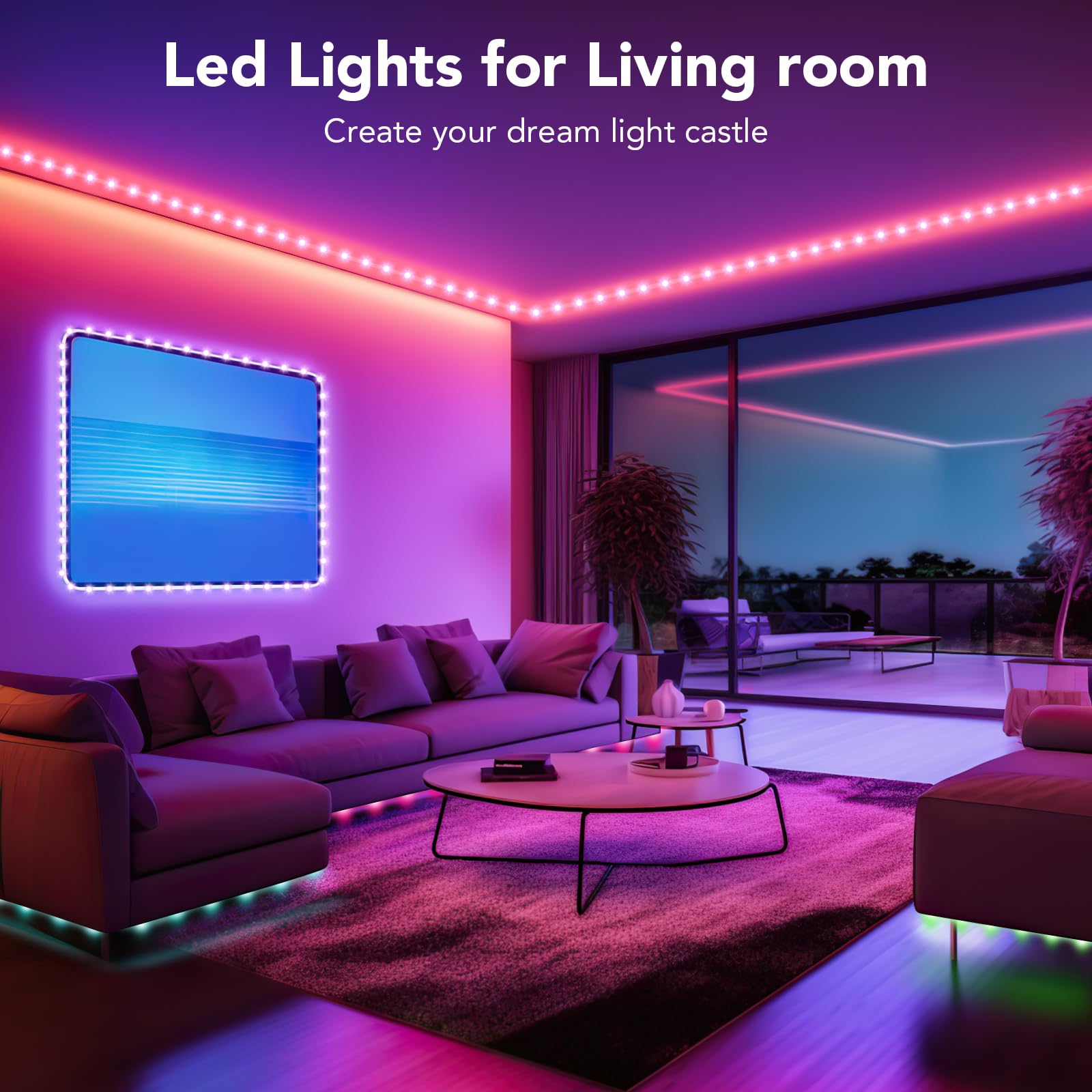 ATHONO Outdoor LED Strip Lights, 100FT RGB Waterproof, IP67, Remote/App Control, Multicolor, Model YadingFSRGB30M