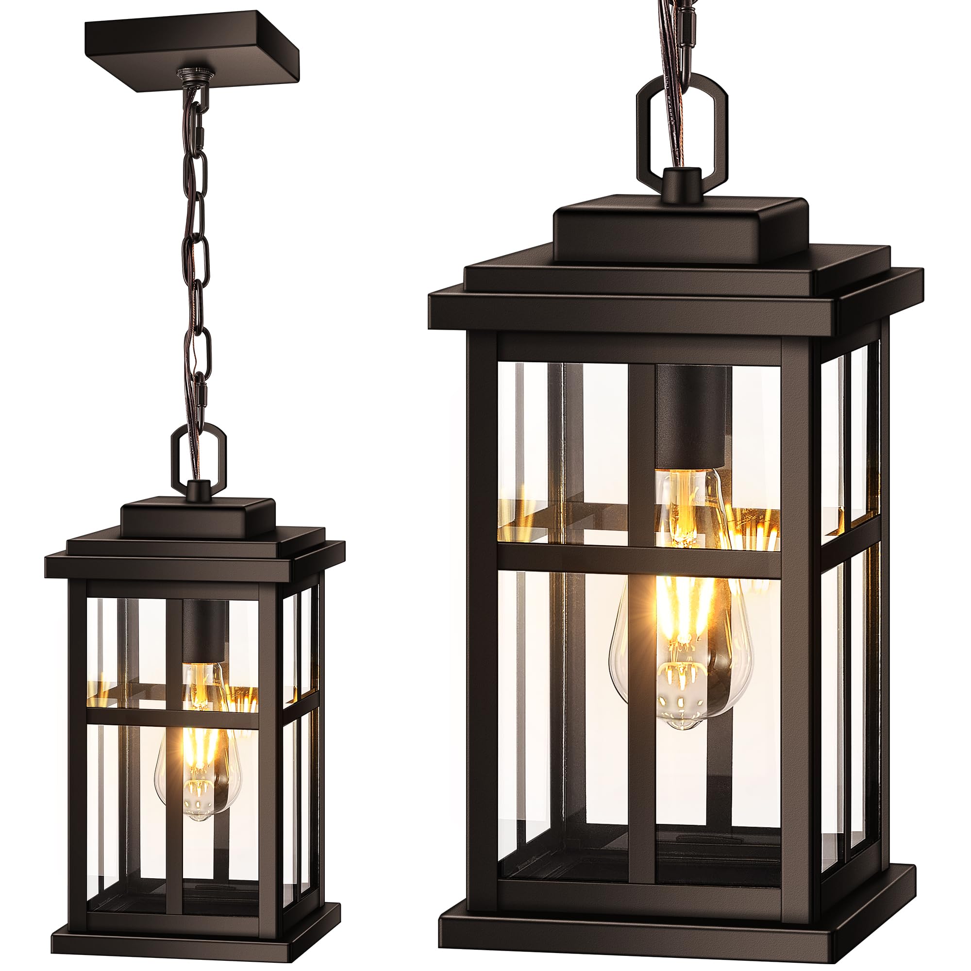 OPAXIS Large Outdoor Pendant Lights forPorch  Bronze Hanging Exterior Light  Outdoor Hanging Light for House  Porch  Doorway  Waterproof  Anti-Rust  100% Aluminum