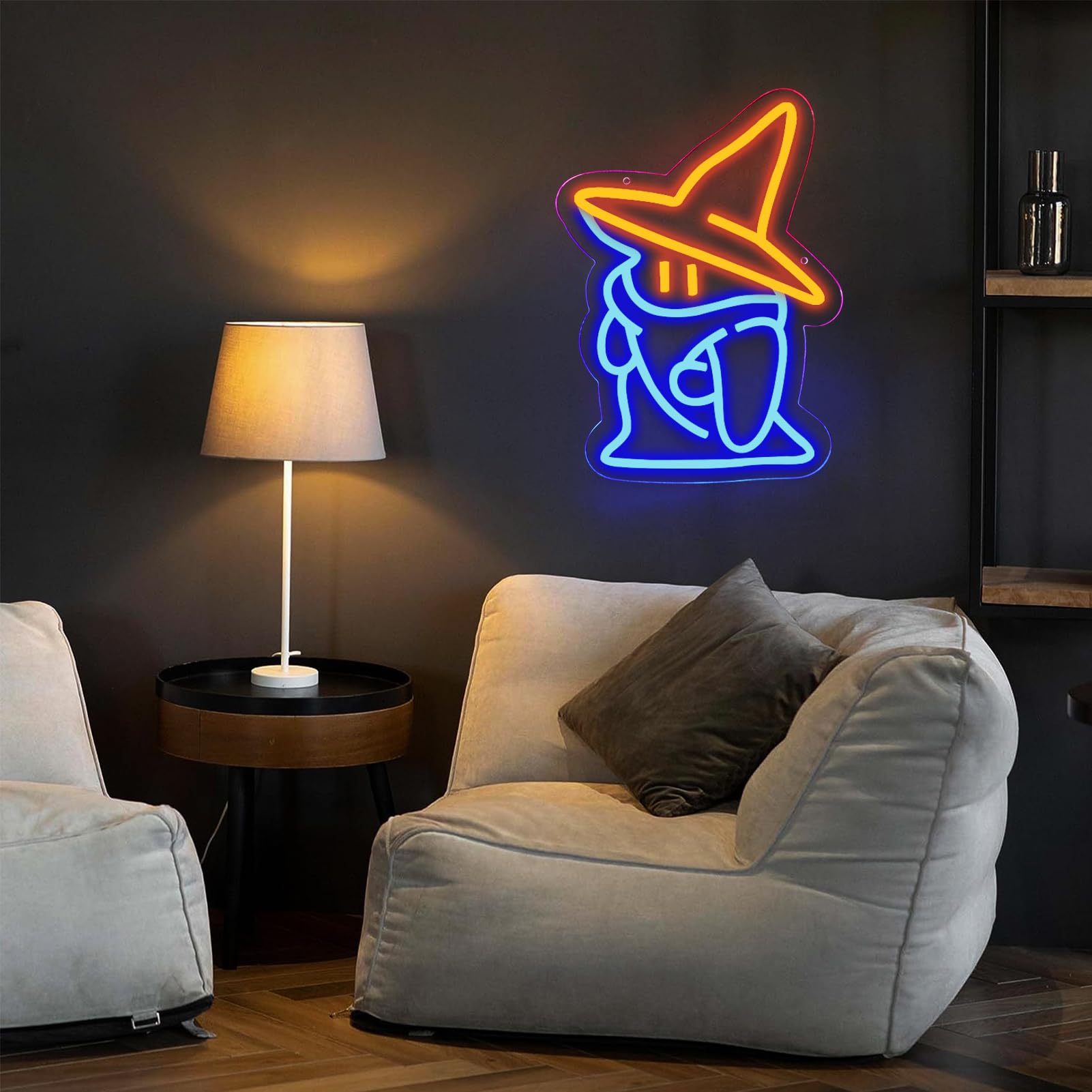Pinlangdou Neon Sign - Black Mage Fantasy Lights - 14 x 11 inches - Orange-Black Mage - Cap Cartoon Model