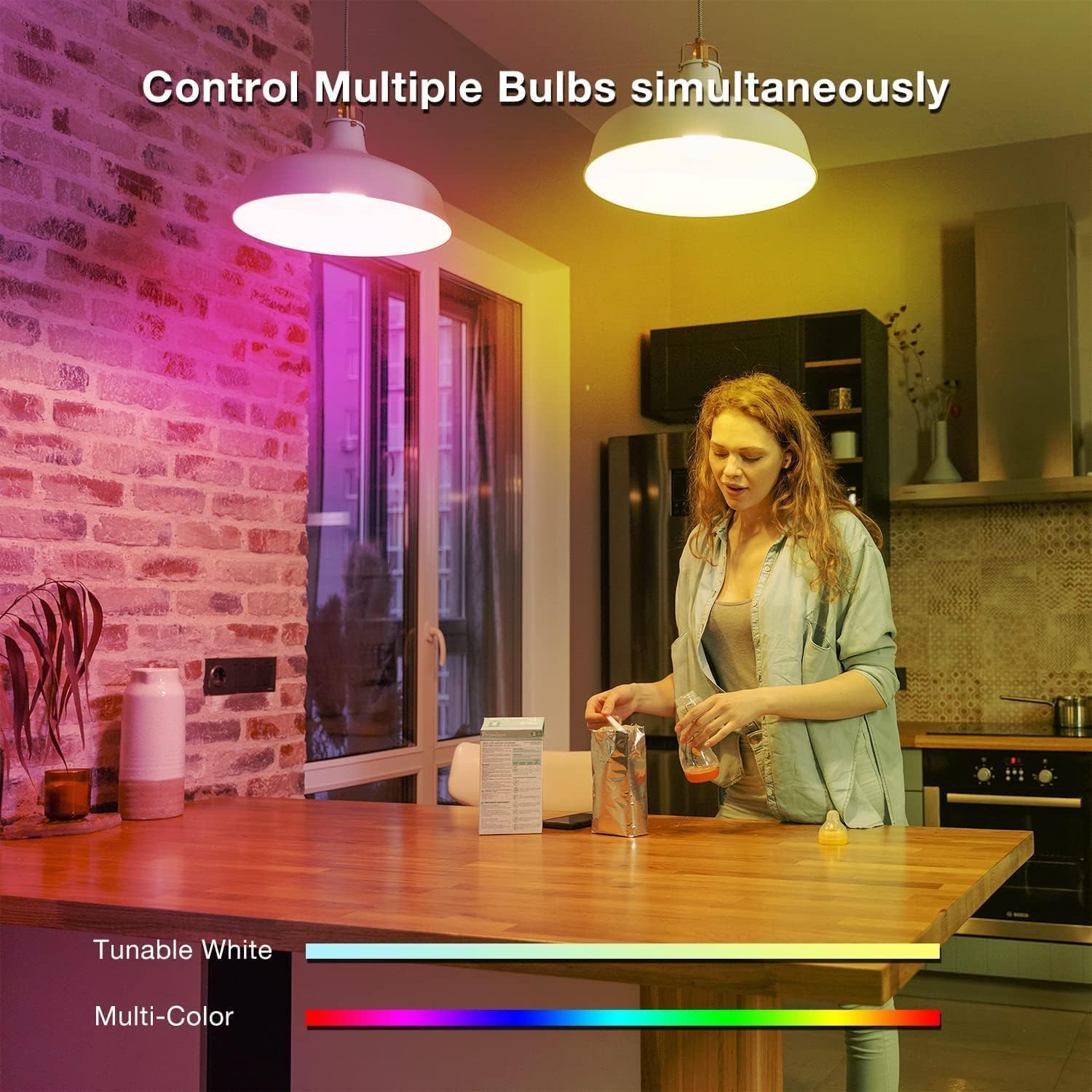 Phopollo Smart Light Bulbs, Rgbcw Wifi Multicolor Led Light Bulbs Compatible With Alexa & Google Home Assistant, A19 E26 9W 60W