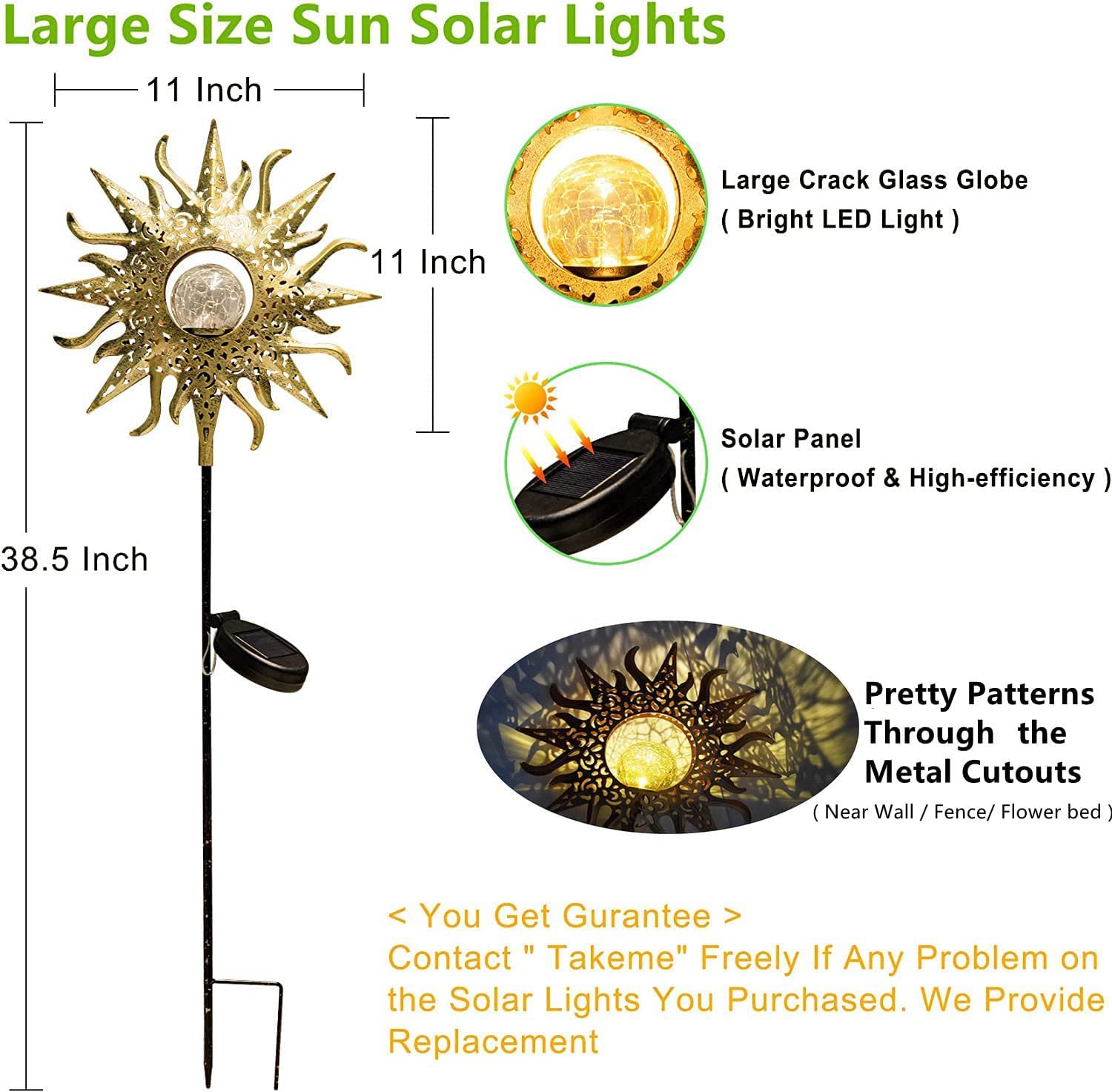 Take Me Sun Solar Lights Outdoor Waterproof Metal Garden Stakes For Patio Yard Walkway Lawnpatio Mothers Day Gifts Mom Wife Gran