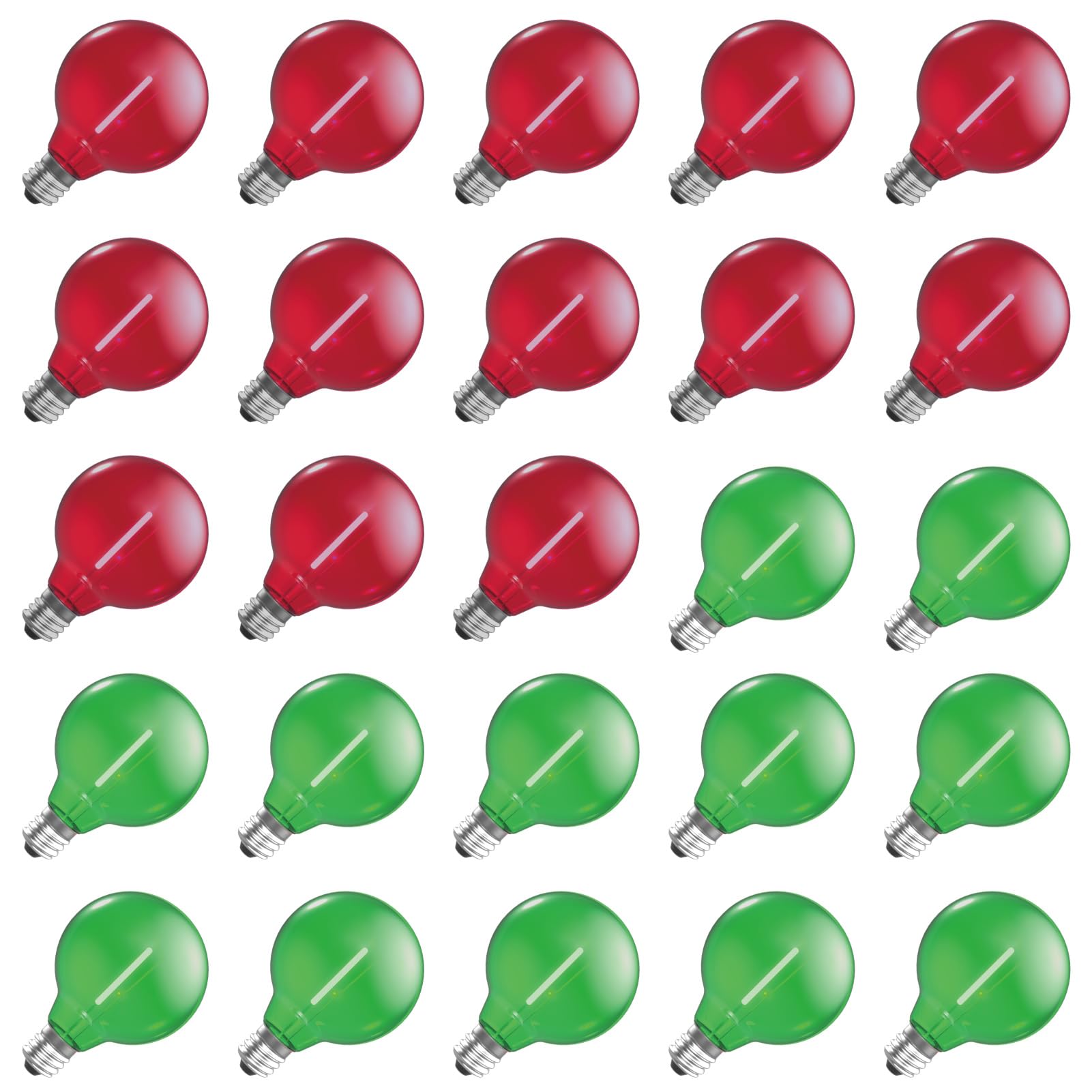 ECOVANIA Red Green G40 Replacement Light Bulbs for Christmas Lights, 1 Watt Shatterproof 1.57 Inches LED Globe Light Bulbs for I