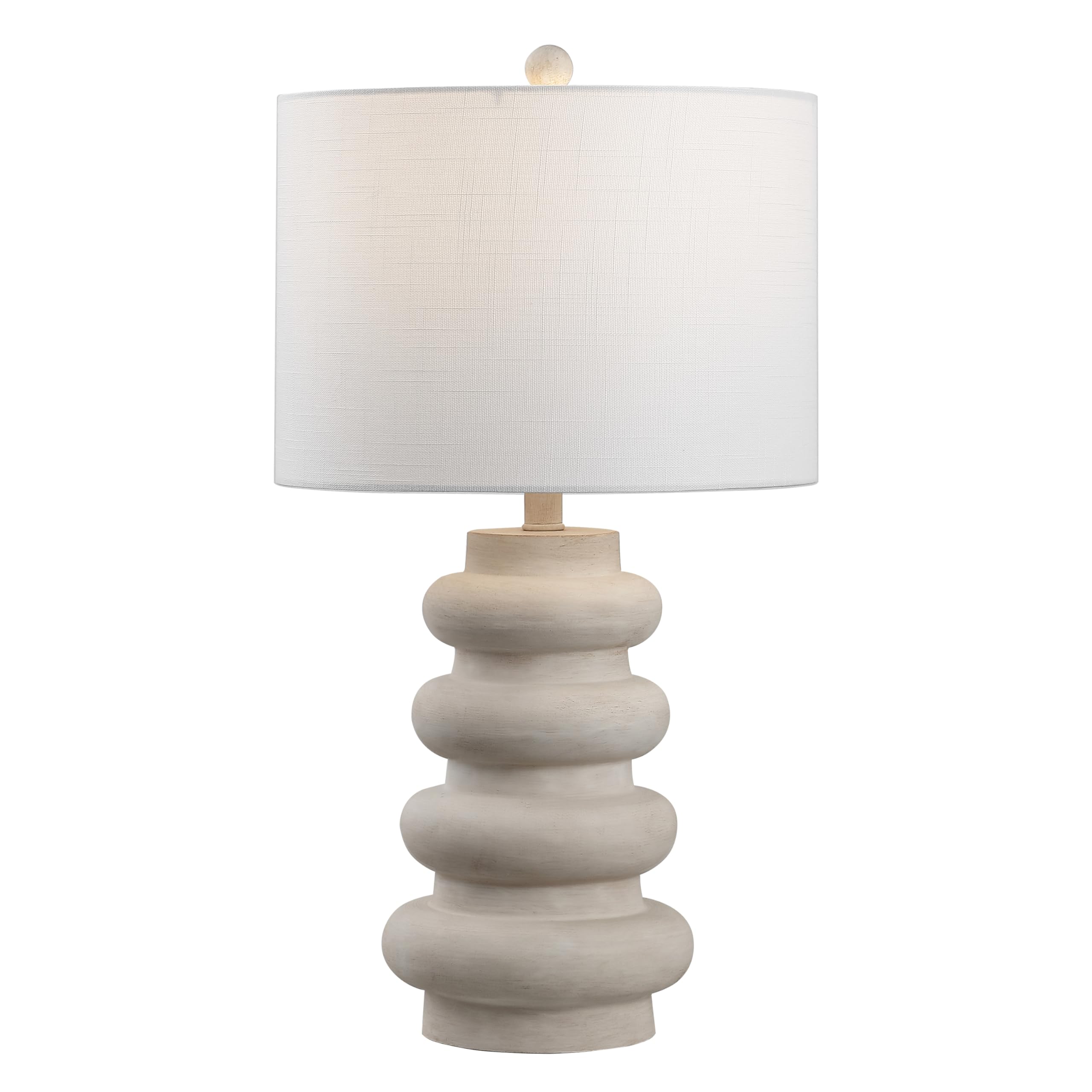 JONATHAN Y 26 Antique White Modern Minimalist Resin Stacked Ovoid Table Lamp, Rustic Coastal Bedside Lamp for Bedroom Living Roo