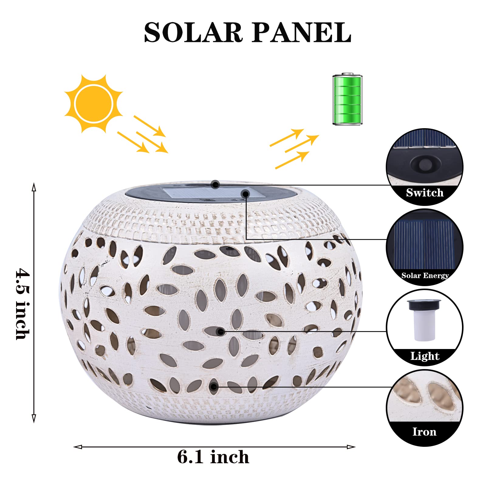 Solar Table Lights Outdoor Waterproof - Dancing Flickering Flame Lamp White Metal Tabletop Light Solar Powered Decorative Lighti