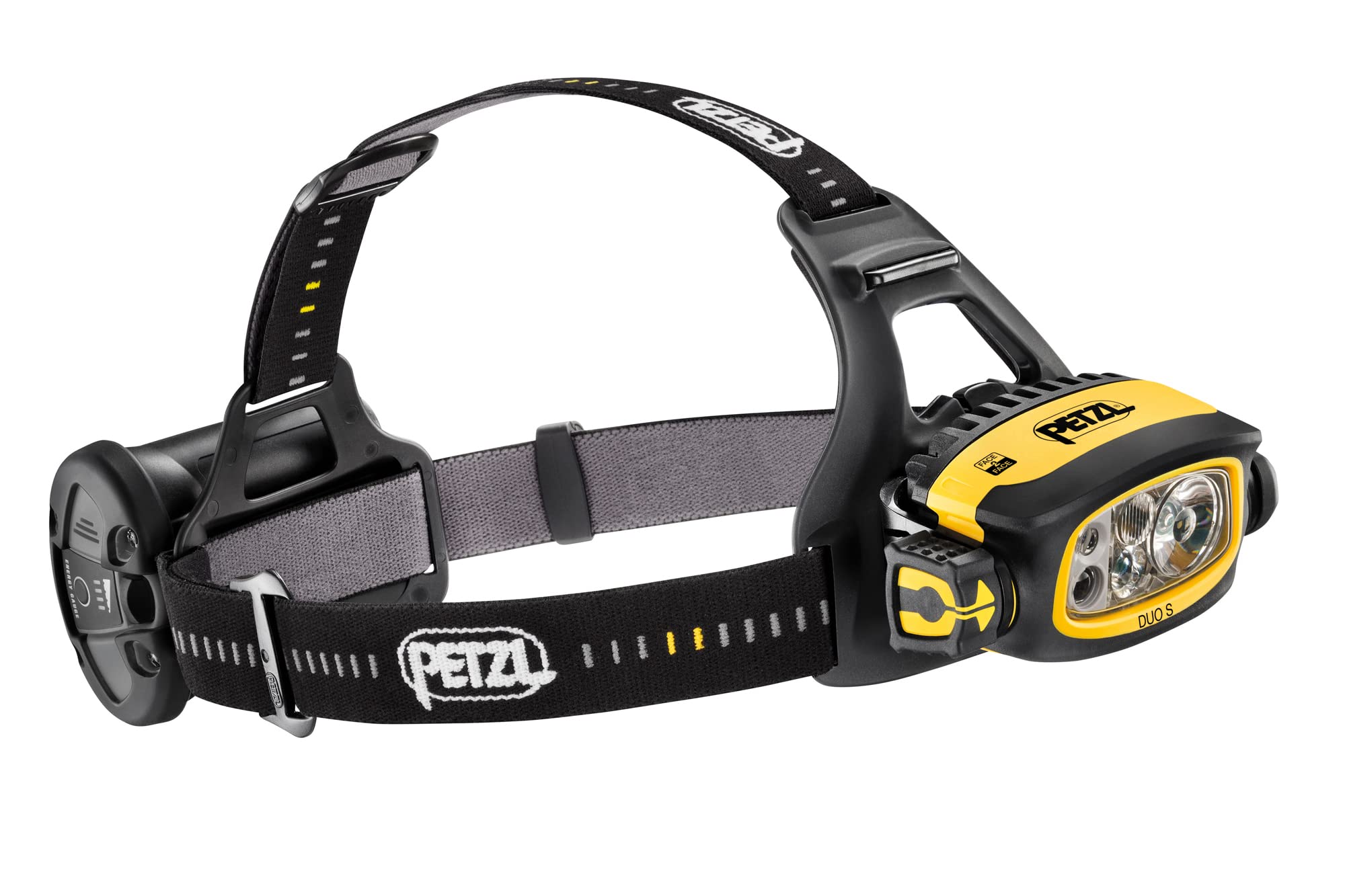 PETZL Duo S Headlamp 1100 Lumens, Black/Yellow, UNI Size, Model E80CHR, Mixed Material
