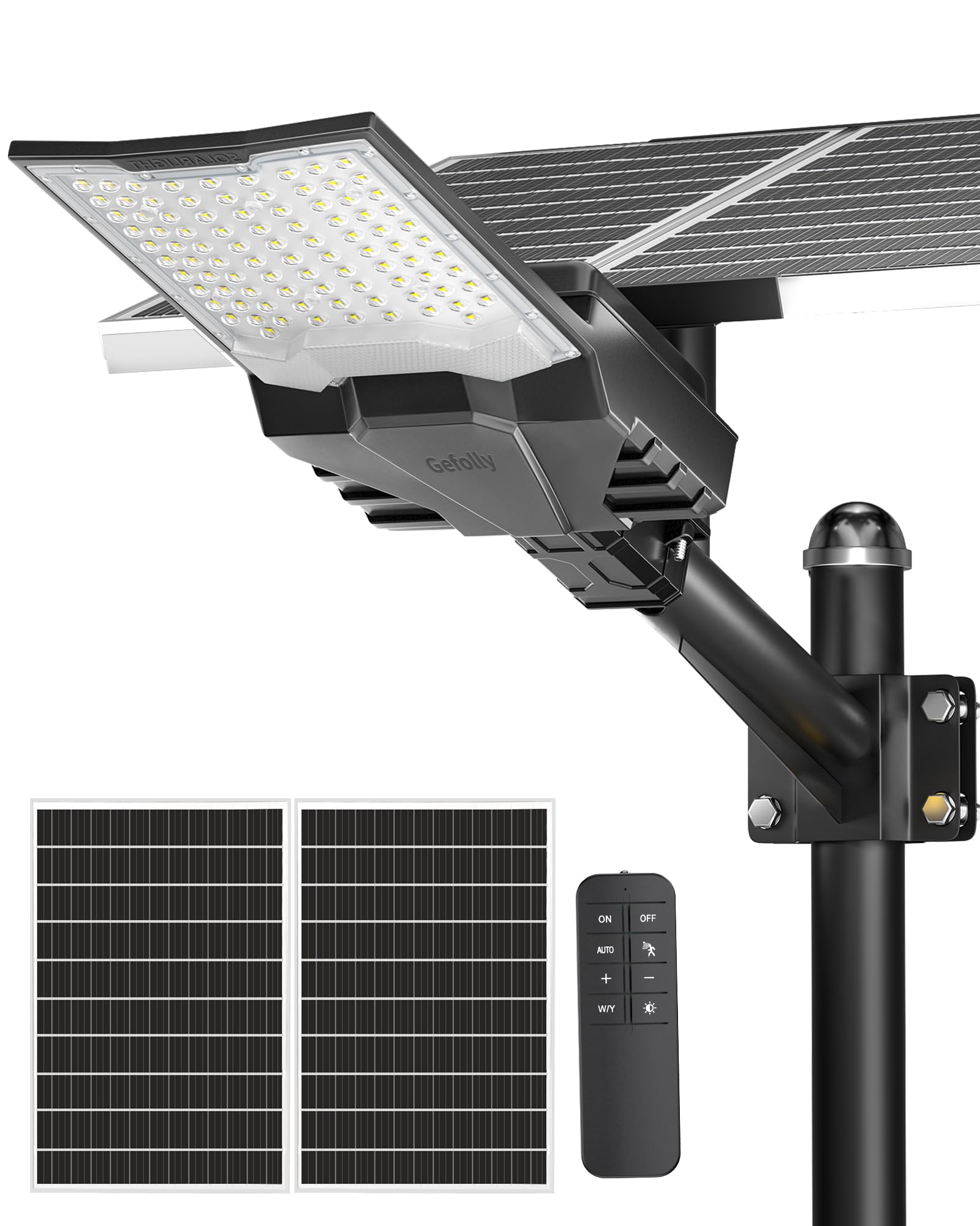 Gefolly SL-10000W Solar Street Lights Outdoor  Commercial Parking Lot Light Dusk to Dawn IP67 Waterproof 6500K Security Flood Lights Lamp for Yard  Road  Basketball Courts