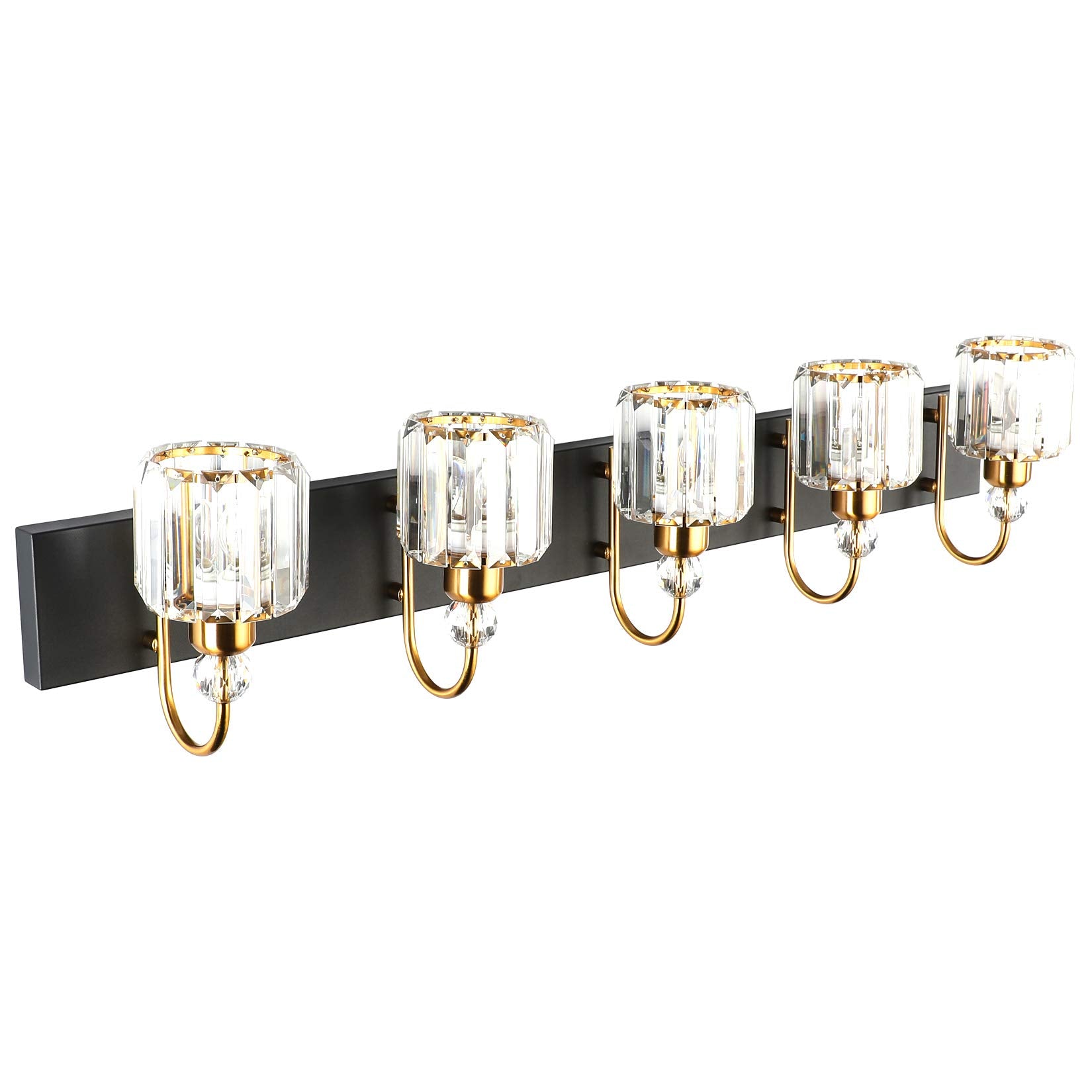 Ralbay Led Modern Vanity Lights Fixtures 4 Lights Black Vanity Lights Crystal Modern Matte Black Vanity Lights For Bathroom