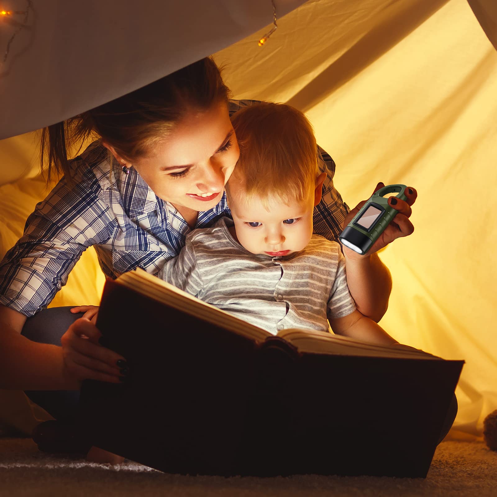 4 Pieces Hand Crank Solar Powered Flashlight Led Rechargeable Flashlight Survival Emergency Hand Crank Lantern Snap Carabiner Torch For Outdoor Sports Camping Hiking