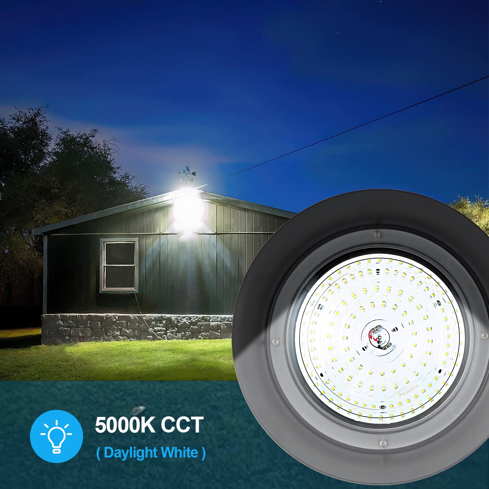 Paktonvo LED Gooseneck Barn Light, 70W 5000K, 9800LM, Aluminum, White, Dusk to Dawn, Wall Mount, Swivel Head, Farm