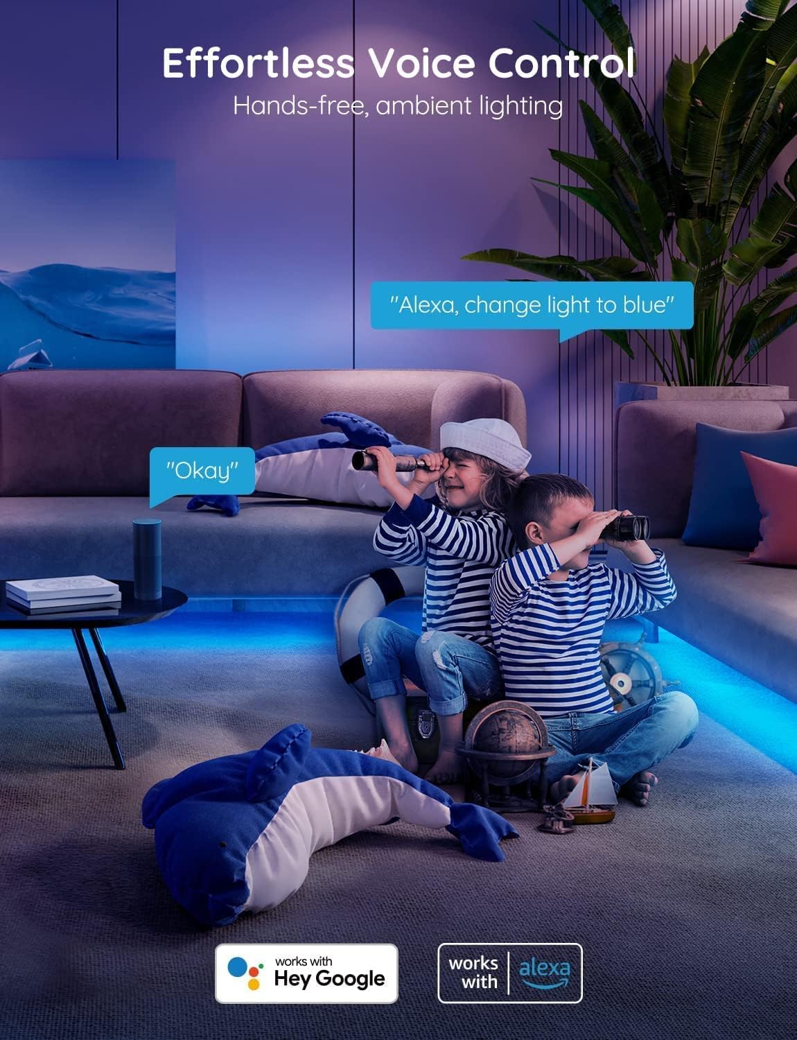 Govee Smart LED Strip Lights, 16.4ft, WiFi, RGB, Works with Alexa & Google Assistant, App Control, Music Sync, Model H6159
