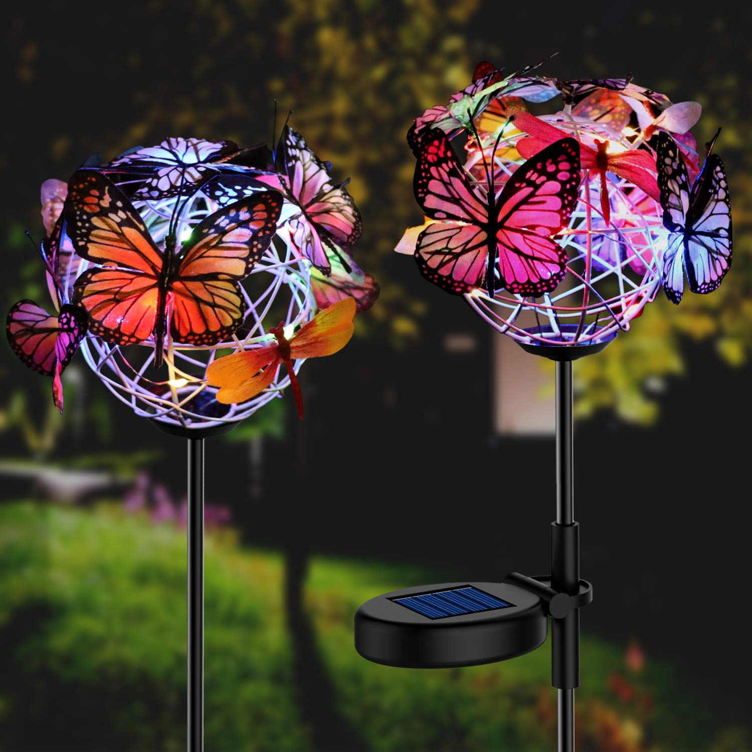 Aiscool Solar Powered Butterfly Garden Stake Lights (2 Pcs Butterfly Lights)