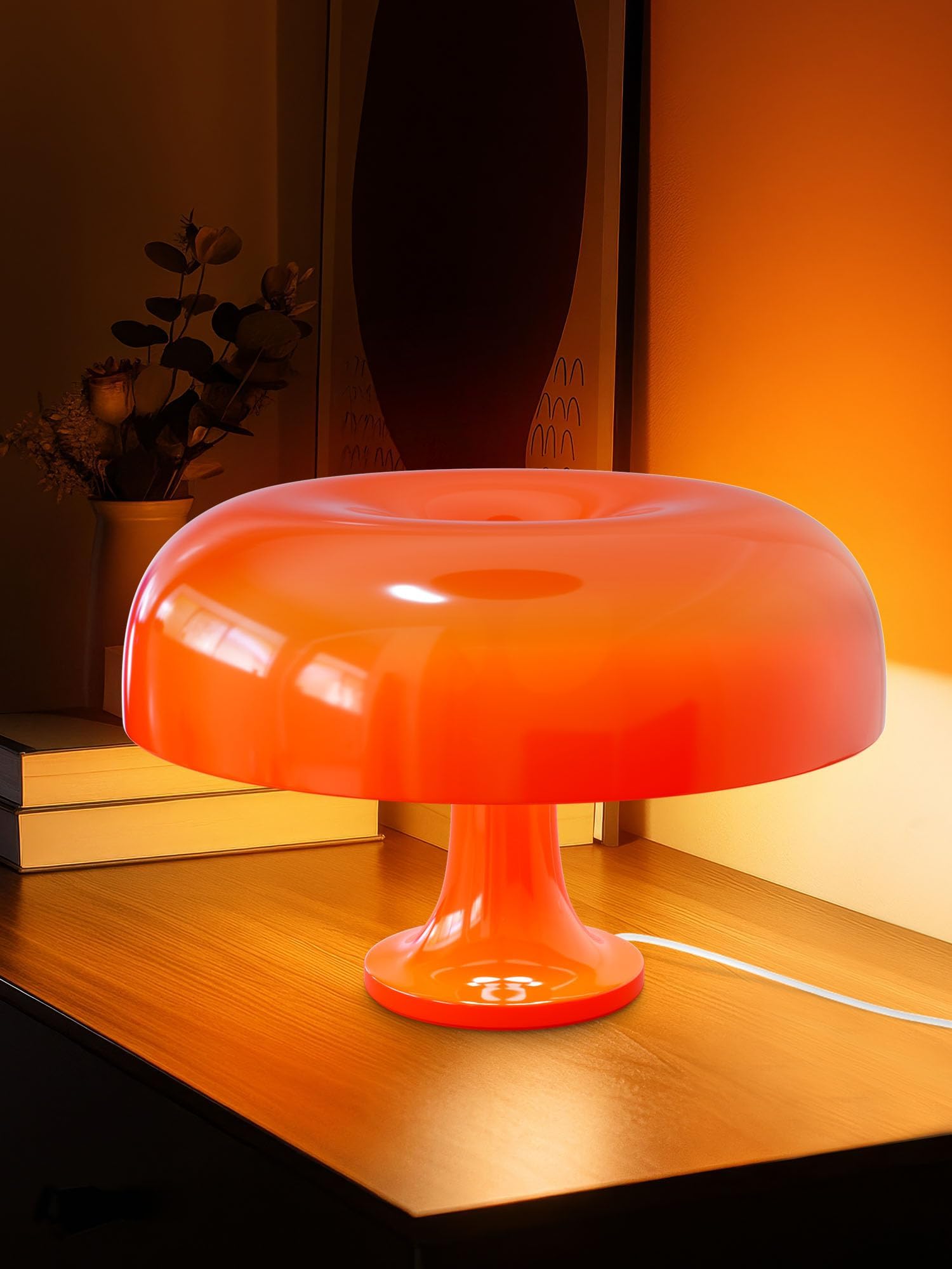 Orange Mushroom Lamp for Bedroom - Dimmable Vintage Mushroom Lamps Power 5W with 3 Lighting Colors & 10 Brightness - USB Powered