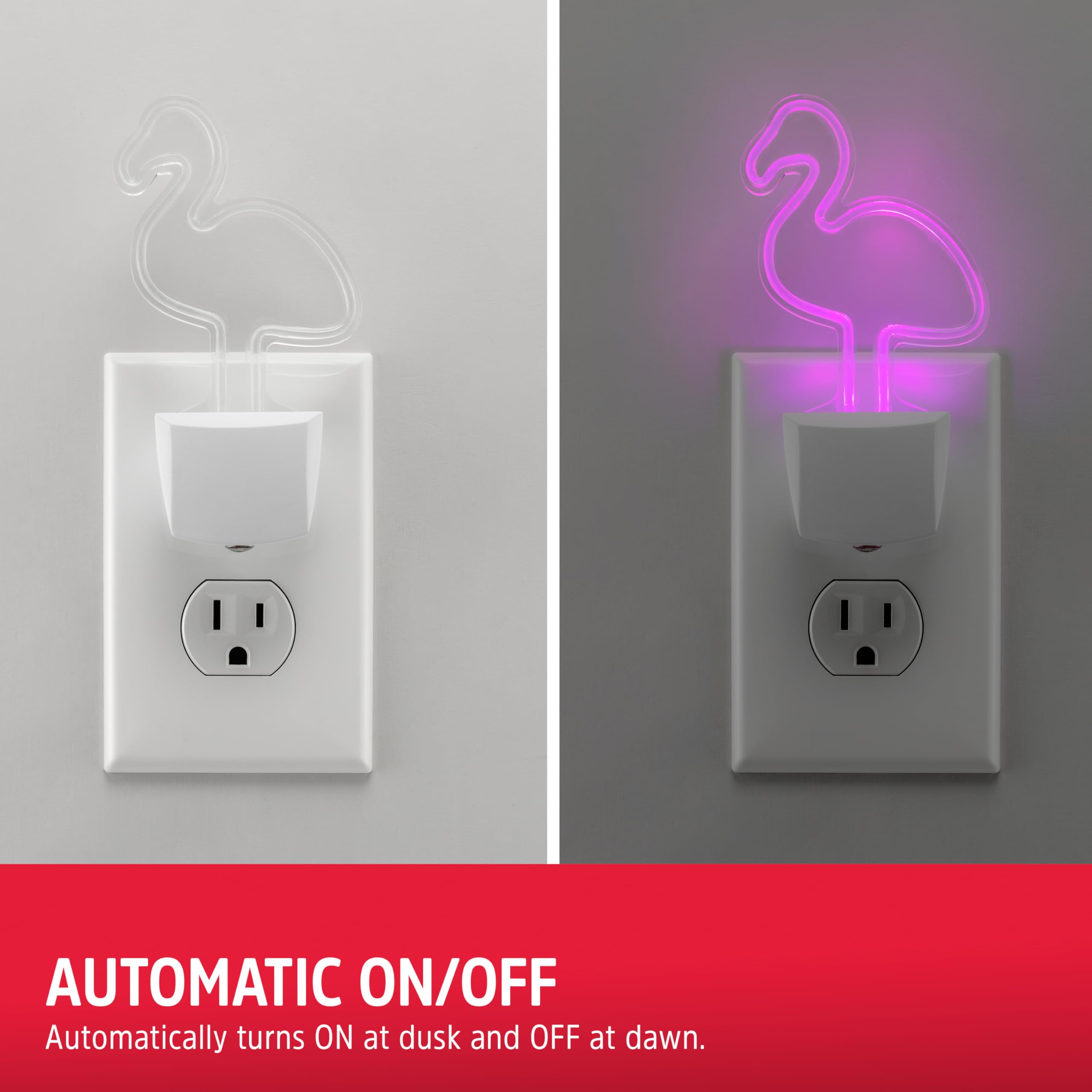 Energizer Pink Flamingo Night Light - Neon, Auto On/Off, 1 Pack, Perfect for Kids' Rooms and Nursery Decor