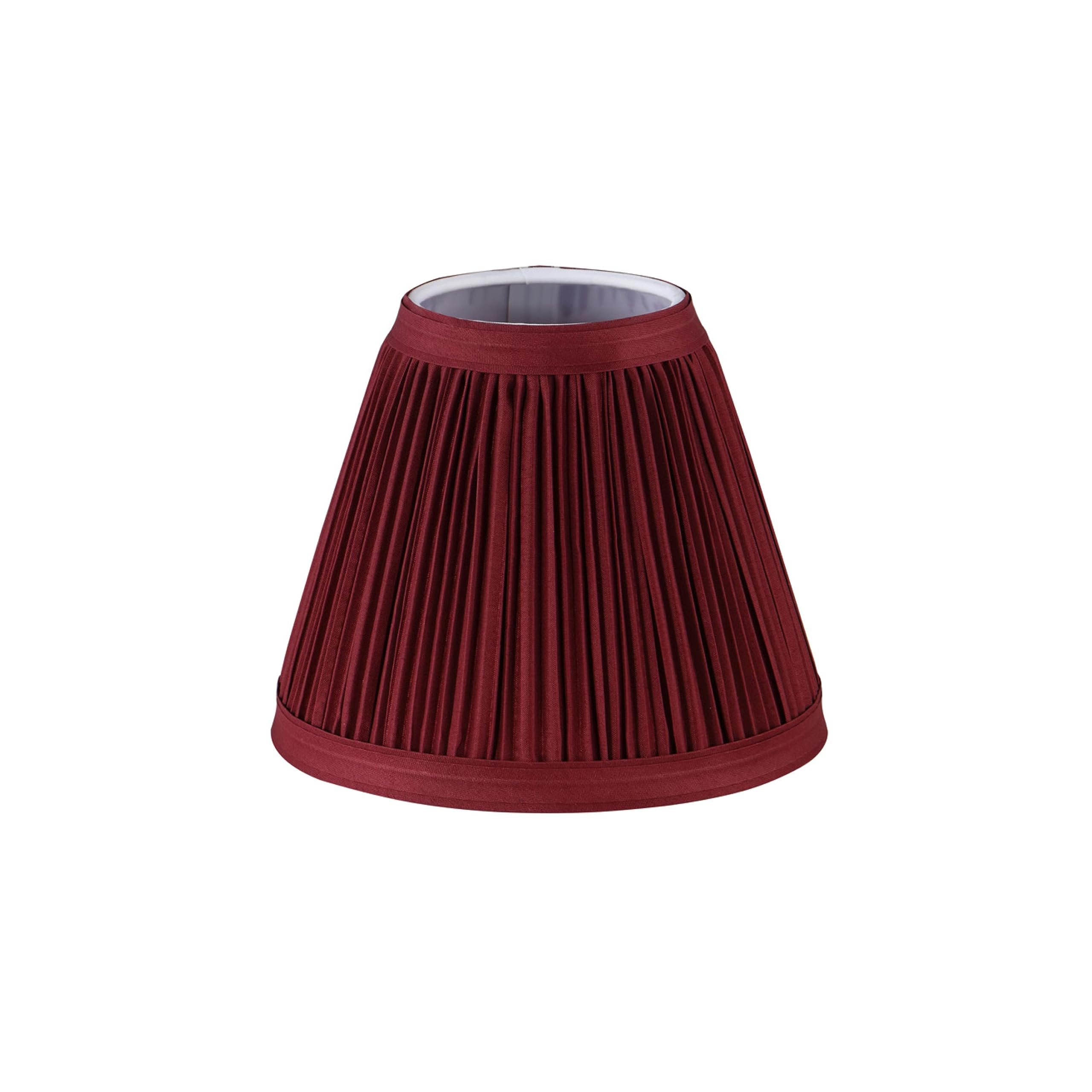 Aspen Creative 33124-6 Small Pleated Empire Shape Chandelier Clip-On Lamp Shade, Burgundy, 3'' Top X 6'' Bottom X 5'' Slant, 6 P