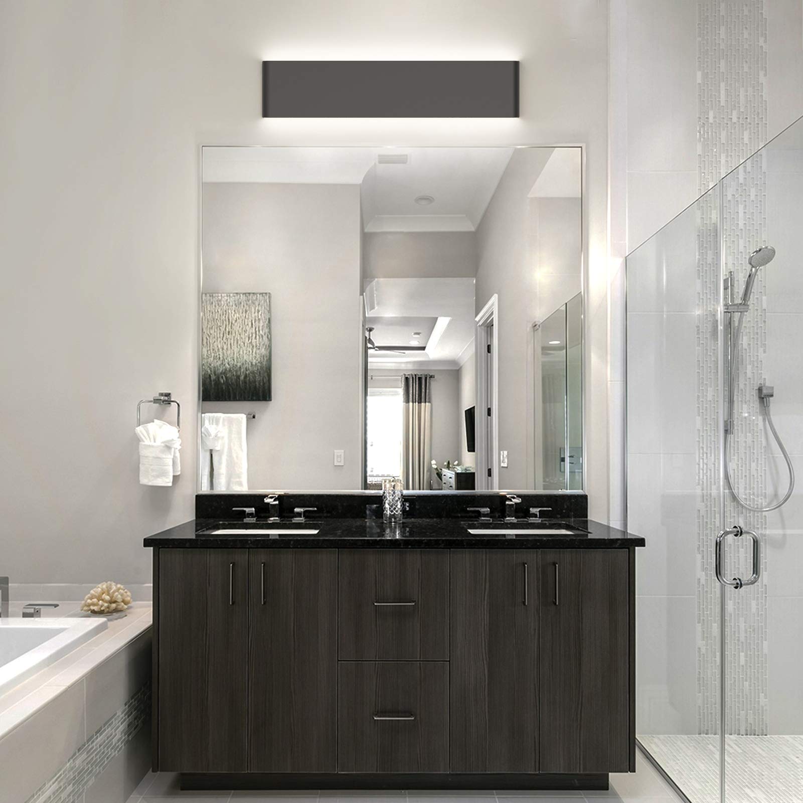 Aipsun 24In/20W Matte Black Modern Vanity Light Up And Down Led Vanity Light For Bathroom Wall Lighting Fixtures (Cool White 500