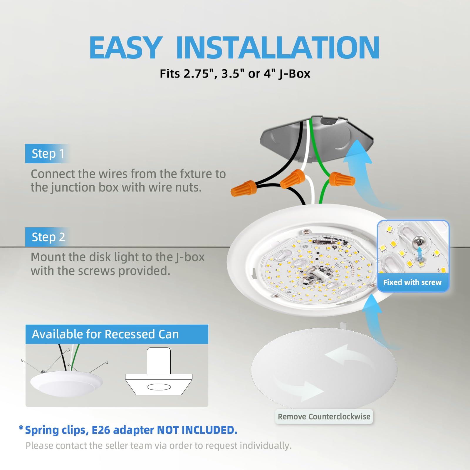 Ecoeler 5/6 Inch Led Disc Lights  5Cct Dimmable Flush Mount Ceiling Downlight  16.5W  1100Lm  5 Color Selectable Surface Mount Ceiling Lighting For Closet  Office  Garage  Etl&Fcc  24 Pack