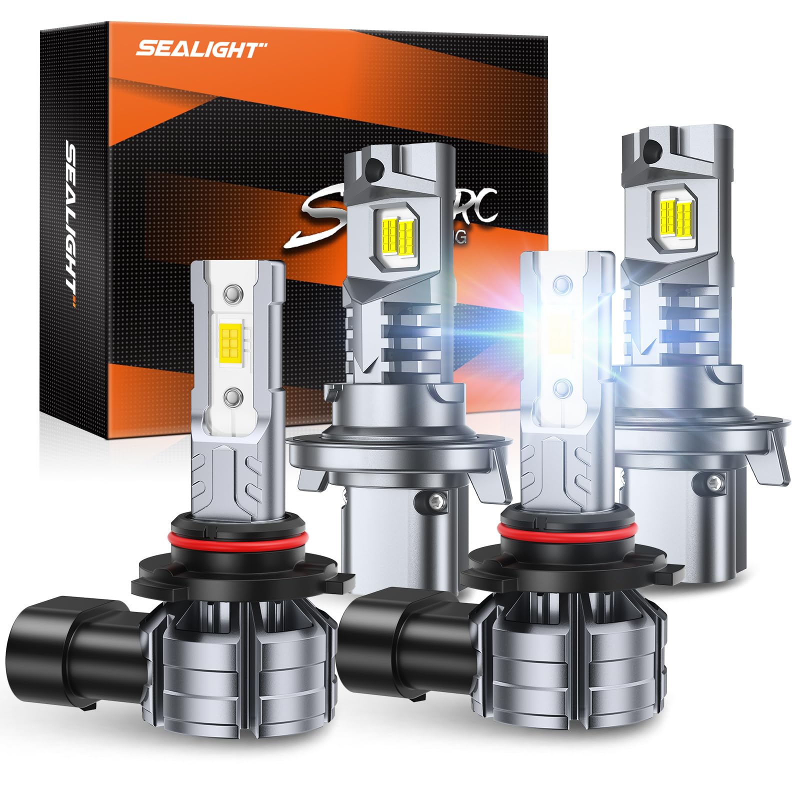 SEALIGHT H13 H10 LED Light Bulbs Combo, 62,000LM, Pack of 4, White, for Ford F150 2004-2014, Ford F250 