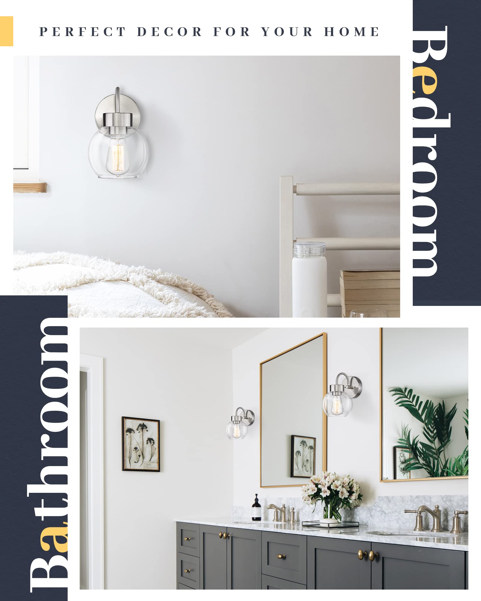 Eapudun Bathroom Light Fixtures Over Mirror, 1-Light Brushed Nickel Wall Sconces, Modern Vanity Light Porch Lamp, Hallway,Bedroo
