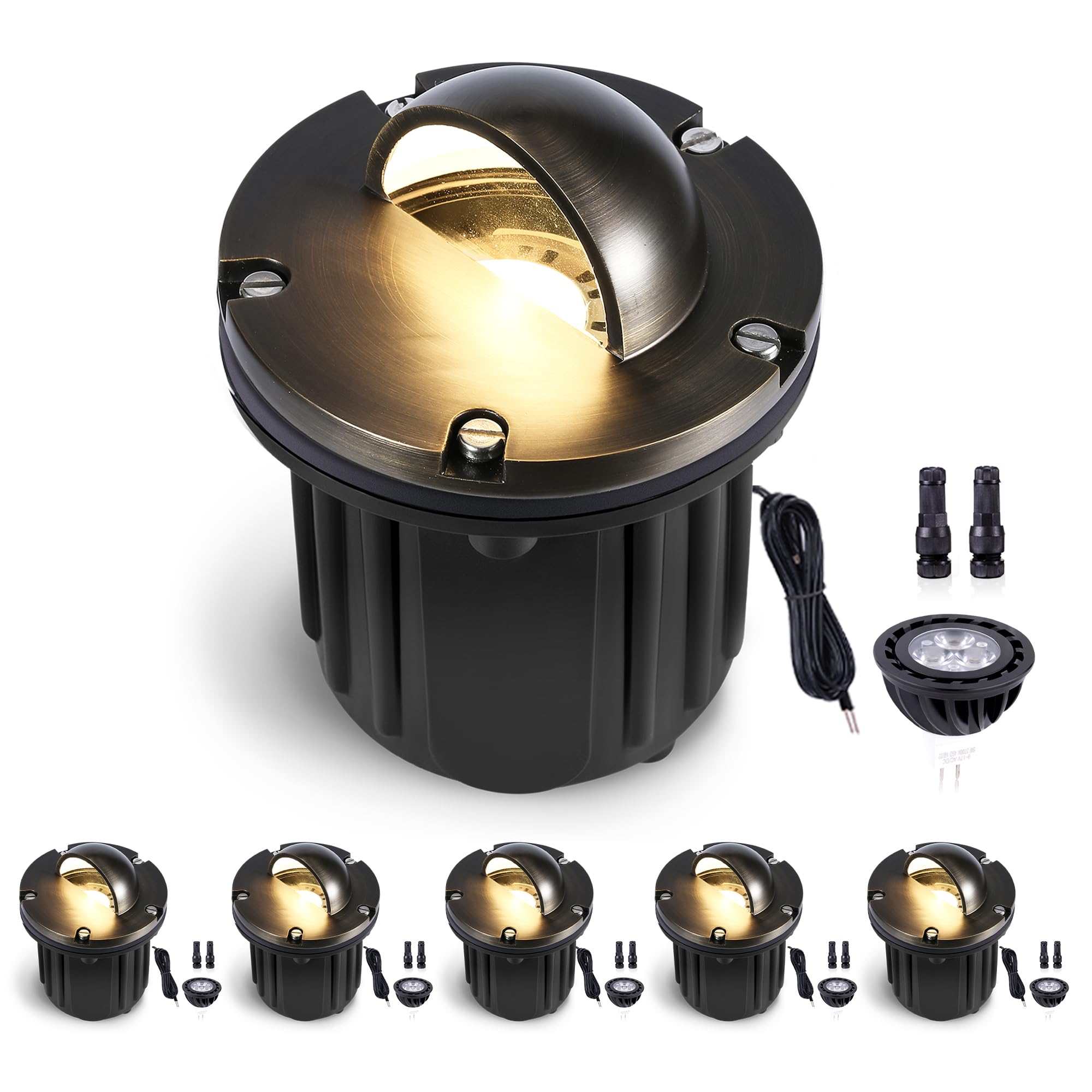 Gardenreet Landscape In Ground Well Lights - Brass LED Low Voltage Electric Ip65 Lights, 12V Wired Fixture, Antique Bronze for D