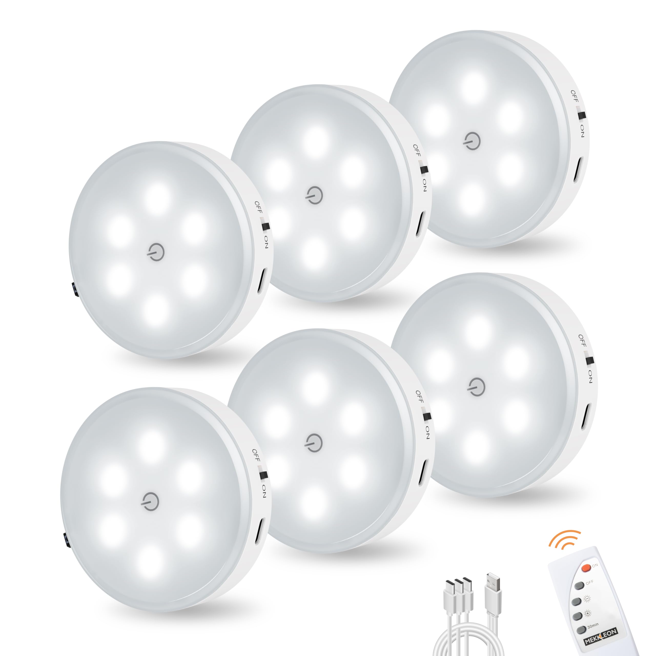Puck Lights with Remote Control, Magnetic Under Cabinet Lighting, 1200mAh Rechargeable Stick On Lights for Under Cabinet, Hallwa