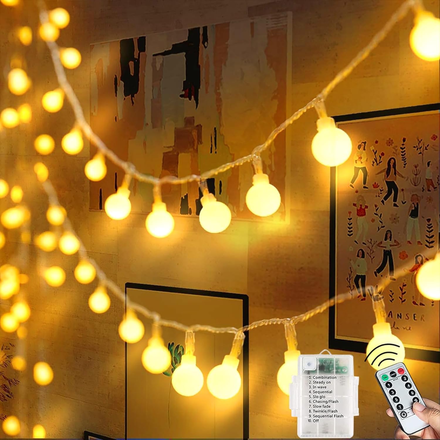 Star String Lights, 20 FT 40 LED Star Lights with Remote Control [Timer], 8 Modes Battery Operated Twinkle Lights IP65 Water Pro