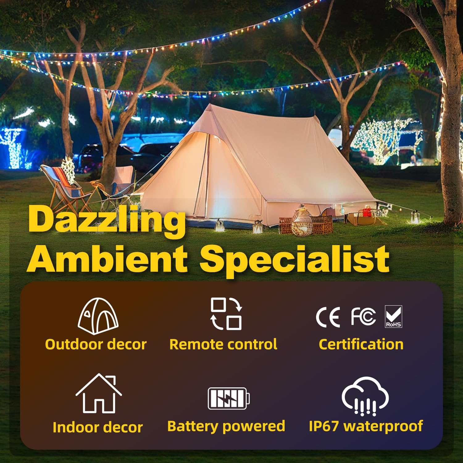 Xzai Globe Fairy String Lights, 33Ft 100Led Battery Operated With Remote, Ip67 Waterproof Indoor Outdoor Hanging Crystal Beads F