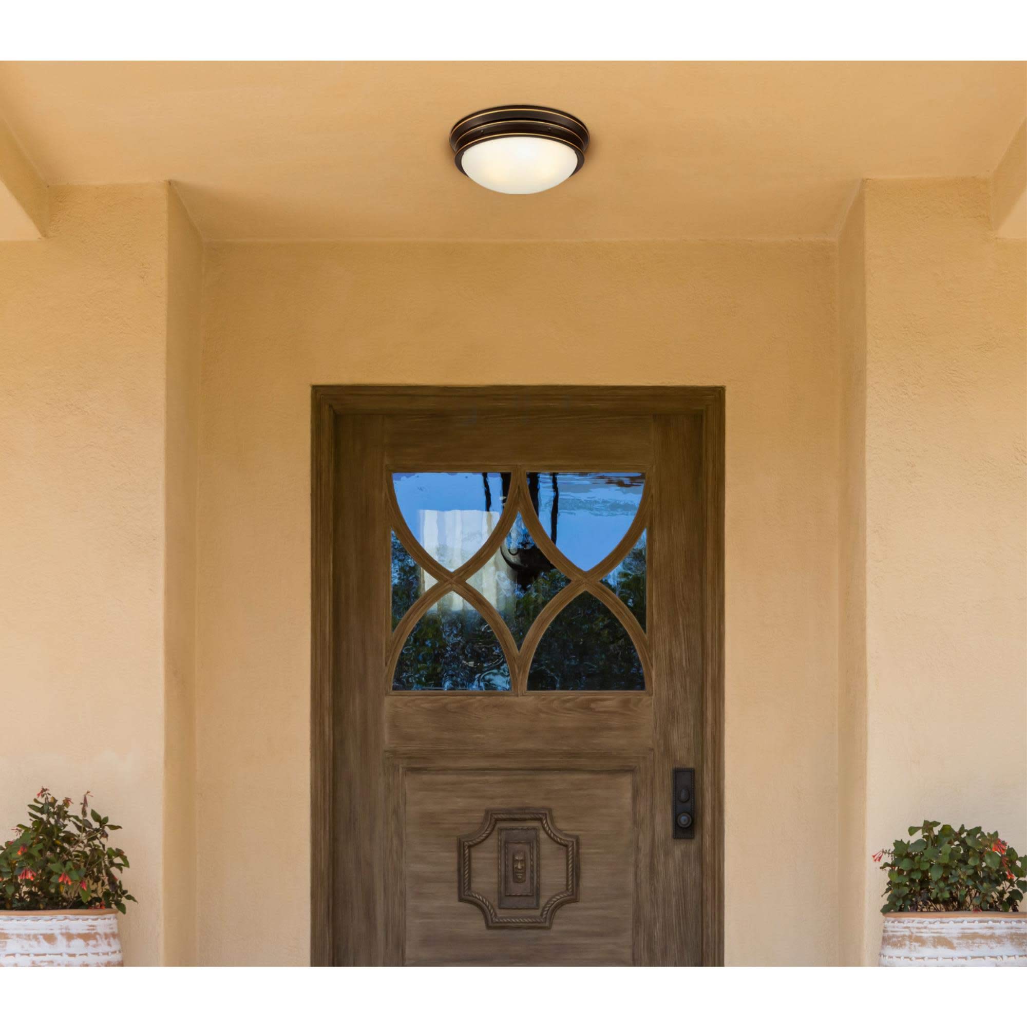 Westinghouse 6370600 Meadowbrook 13-Inch, Two-Light Indoor Flush Mount Light Fixture, Oil Rubbed Bronze Finish And Frosted Glass