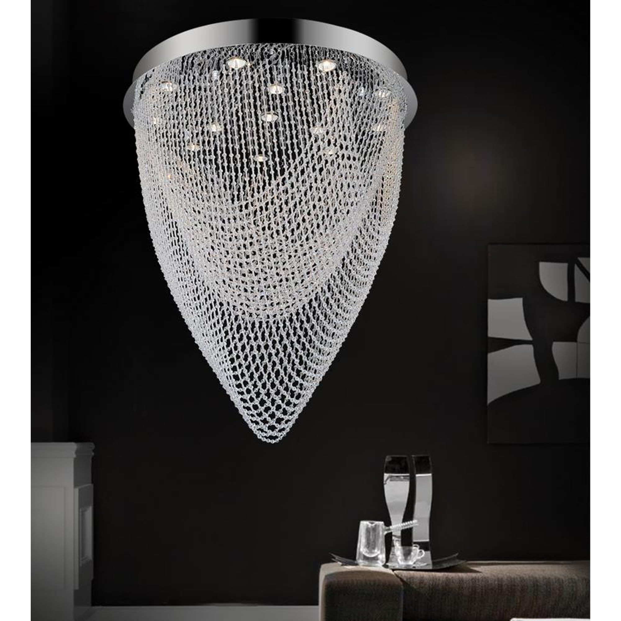 CWI Lighting Wave 13 Light Transitional Metal Flush Mount Light in Chrome