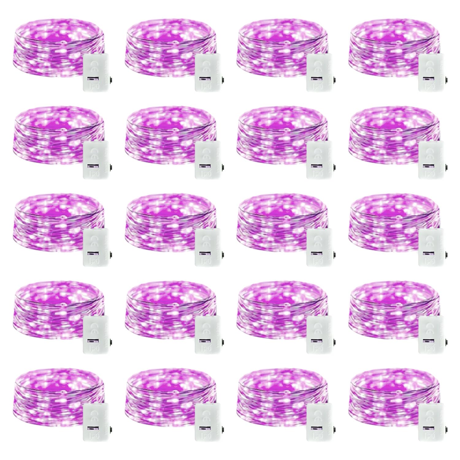 20 Pack LED Fairy Lights Battery Operated 3 Features Blinking Slowly Blinking & just on 7FT 20 LED Waterproof Mini Twinkle String Lights for Wedding Mason Jars Halloween Christmas Decorations Purple