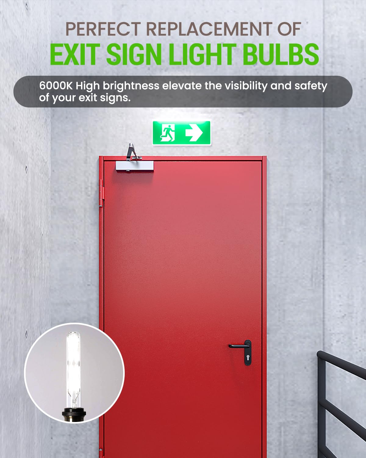 Tobebright T6.5 Led Exit Sign Light Bulbs 2W Refrigerator Light Bulb 20W T6.5 120V Intermediate Base E17 Clear Appliance Bulb Equivalent For Refrigerator Freezer Daylight 6000K(2-Pack)