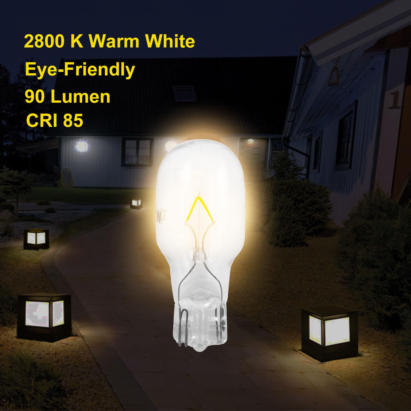 QYKAVM T5 Low Voltage Landscape Light Bulbs - 12-Pack, 12V, 11W, Clear Glass, 2800K Warm White, CRI 85,