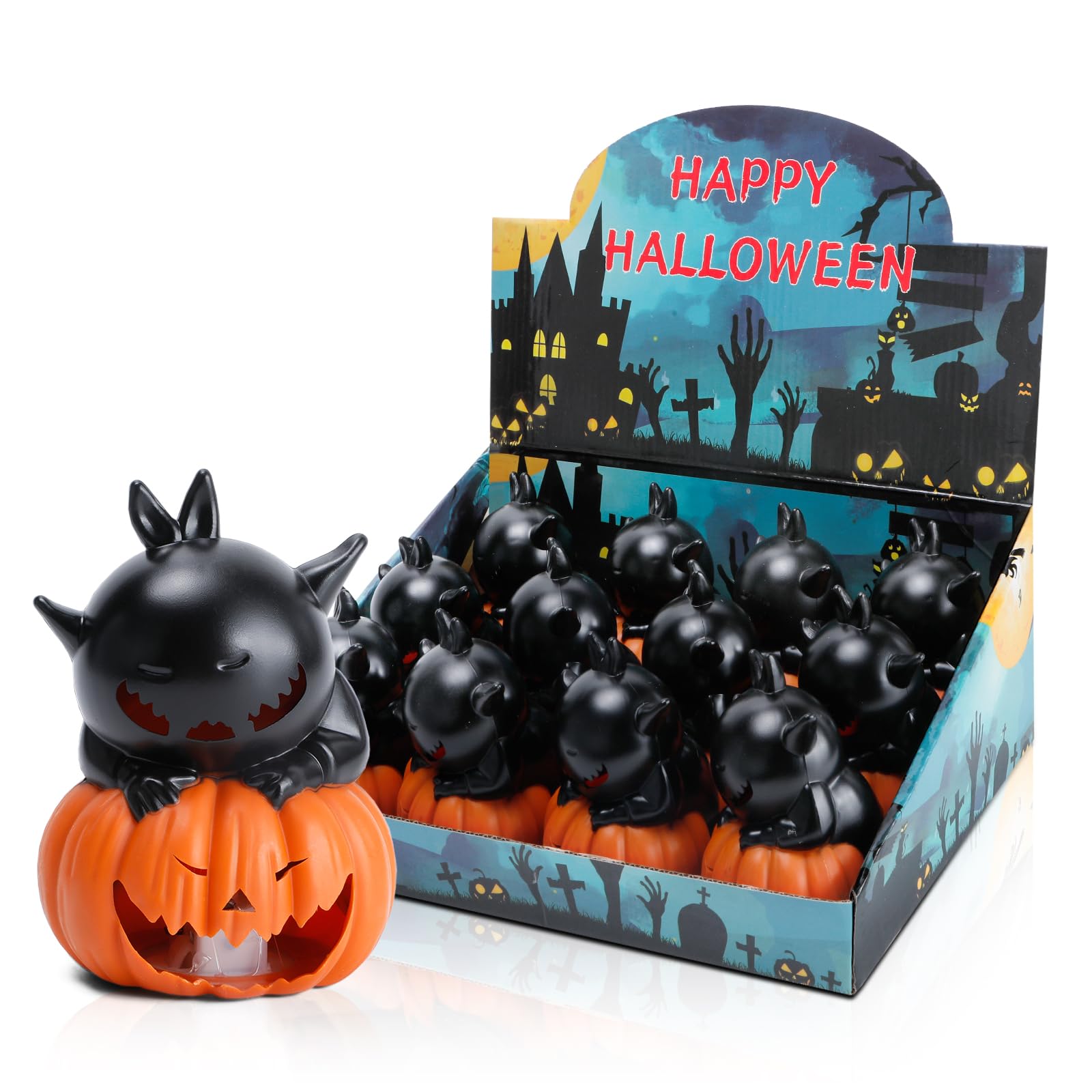 Inyptropic Halloween Flameless Candles Halloween Decorations 12 Pack Pumpkin Cat Led Nightlight Candles Indoor Table Decor Gifts