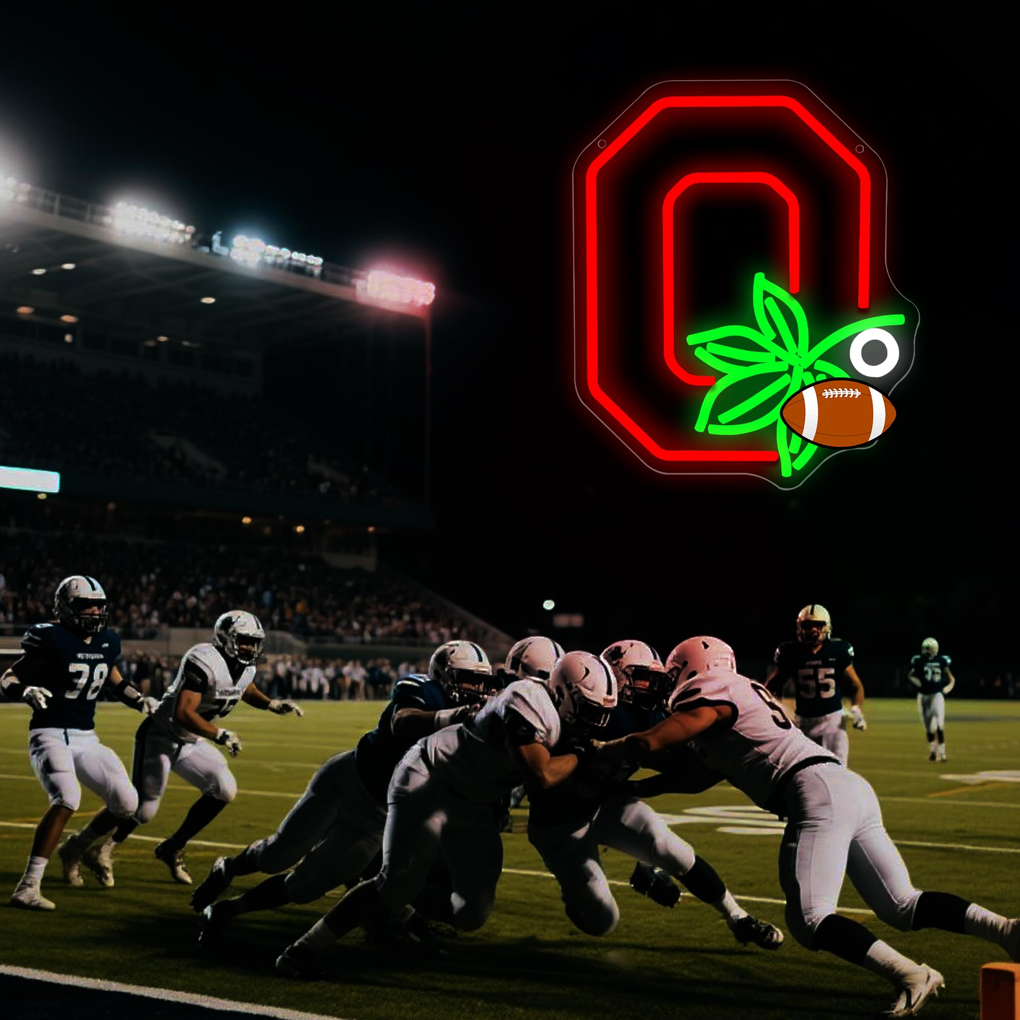 University Neon Sign For Wall Decor University Football Team Logo Led Neon Sign For Man Cave Birthday Gifts For Fans Dimmable Led Neon Light For Party Club Bar Dorm Decor Size12.9 * 10.9In(Cp136)