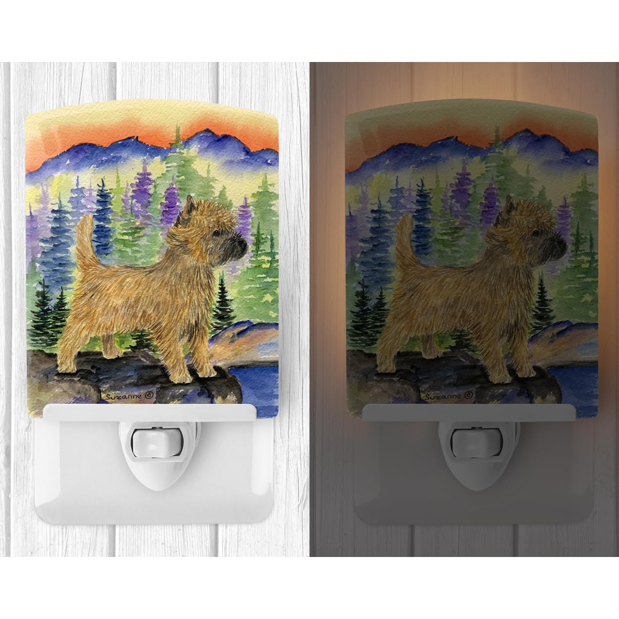 Caroline'S Treasures Ss8255Cnl Cairn Terrier Ceramic Night Light Compact, Ul-Certified, Ideal For Bedroom, Bathroom, Nursery, Hallway, Kitchen, 6X4X3, Multicolor