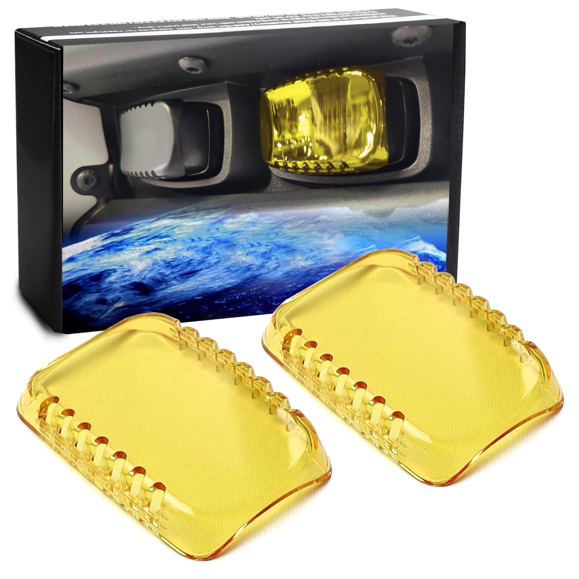 iJDMTOY LED Pod Fog Light Shield Cover Lenses, 2500K Yellow, Compatible with 2021-up Ford F-150 Raptor & 2022-up Bronco Raptor