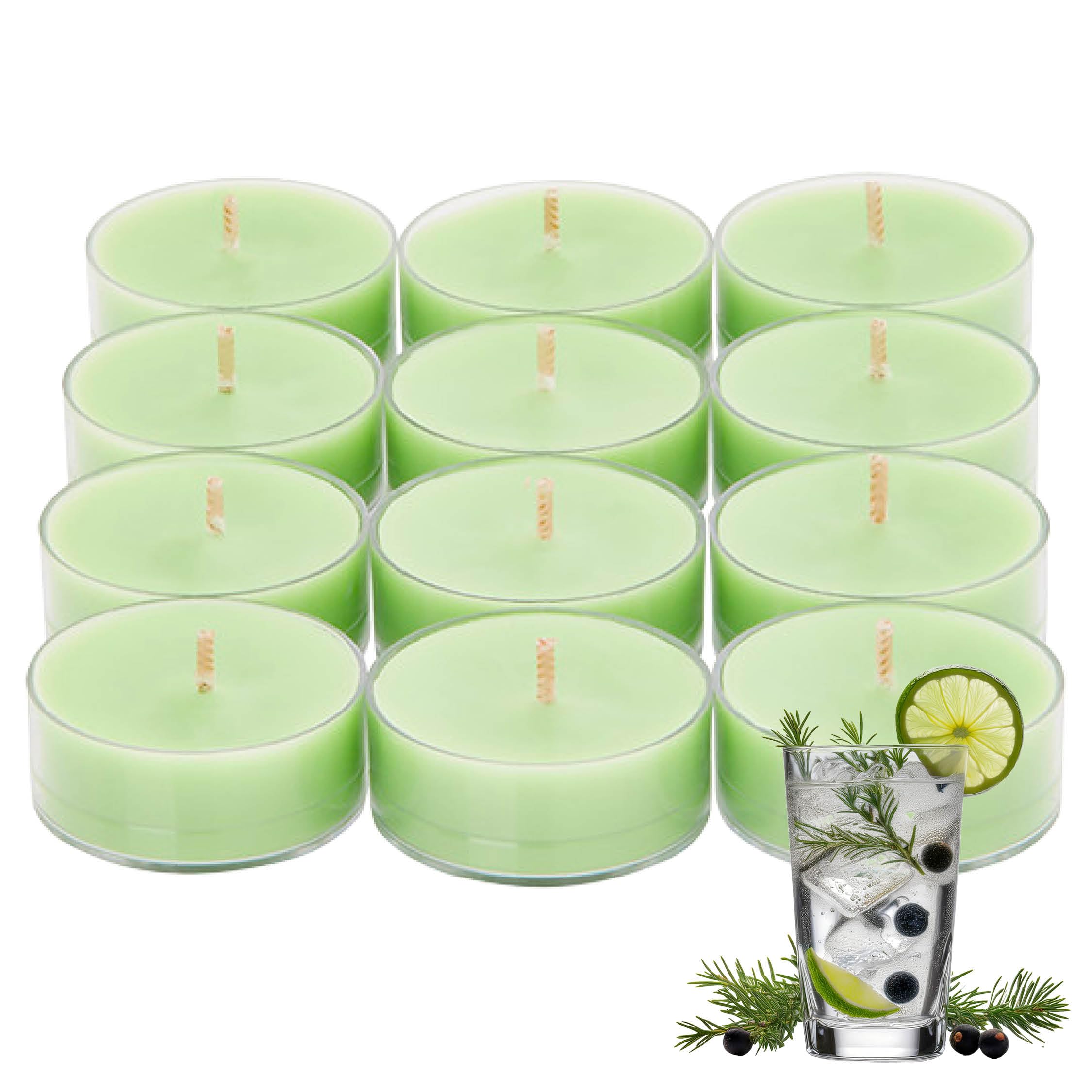 PartyLite Set of 12 Tea Lights Sampler Candles  Aromatherapy Gin & Tonic Scented Candles Gift Set  Up to 4 to 6 Hours Burn Time