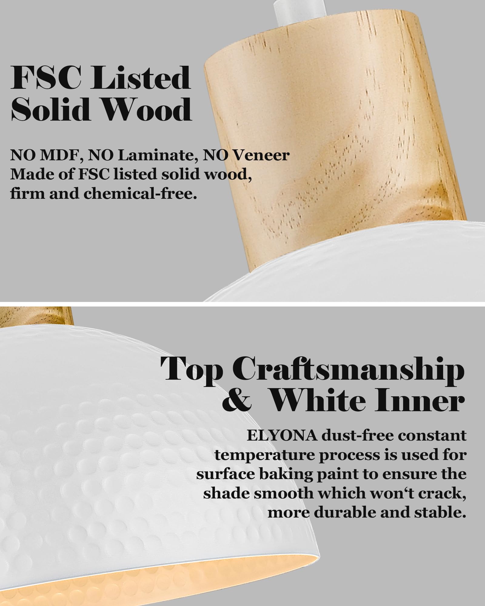 Elyona 12'' Hammered Pendant Light, Metal Dome Hanging Lamp Modern Solid Wood Pendant Light Fixtures For Kitchen Island, Farmhou