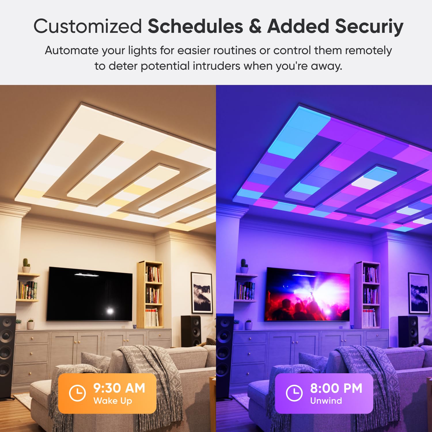 Nanoleaf Smart Ceiling Light - RGBCW LED Flush Mount Fixture, 300x300mm, Multicolor, Model NF083, Dimmable, Music Sync, 16M+ Colors