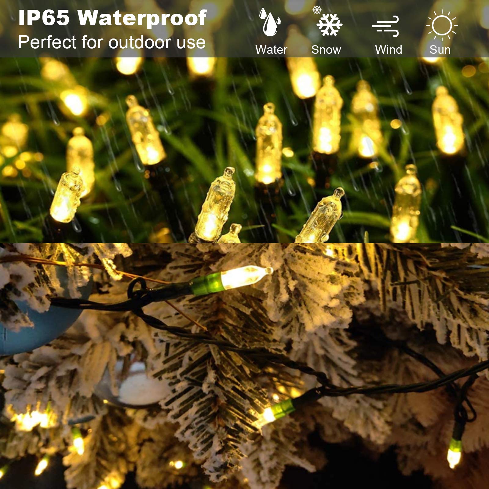 Koxly 18ft Battery Operated String Lights, 50 LED Waterproof Lights with Remote Timer, Warm White, Model JYLPT01