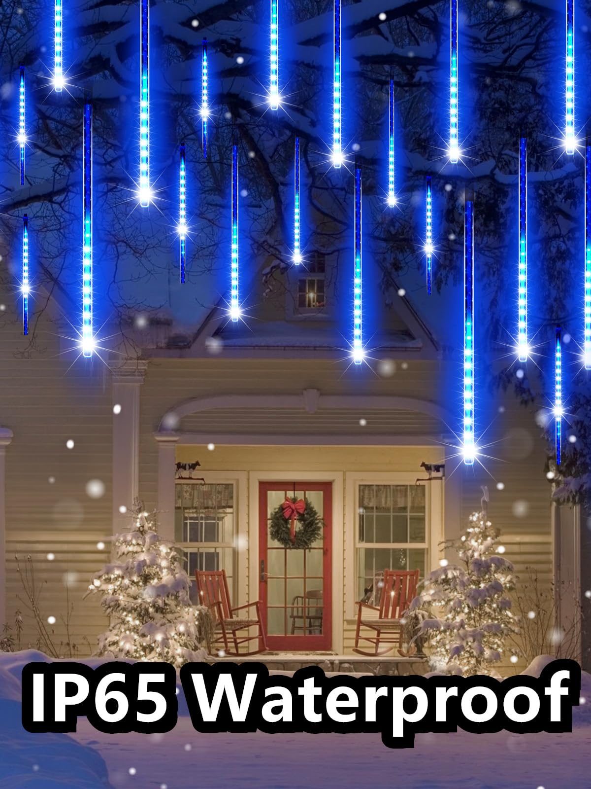Minetom Solar Powered Meteor Shower Lights, 20 Tube 480 LED, 12 Inch, Outdoor Decoration, Blue